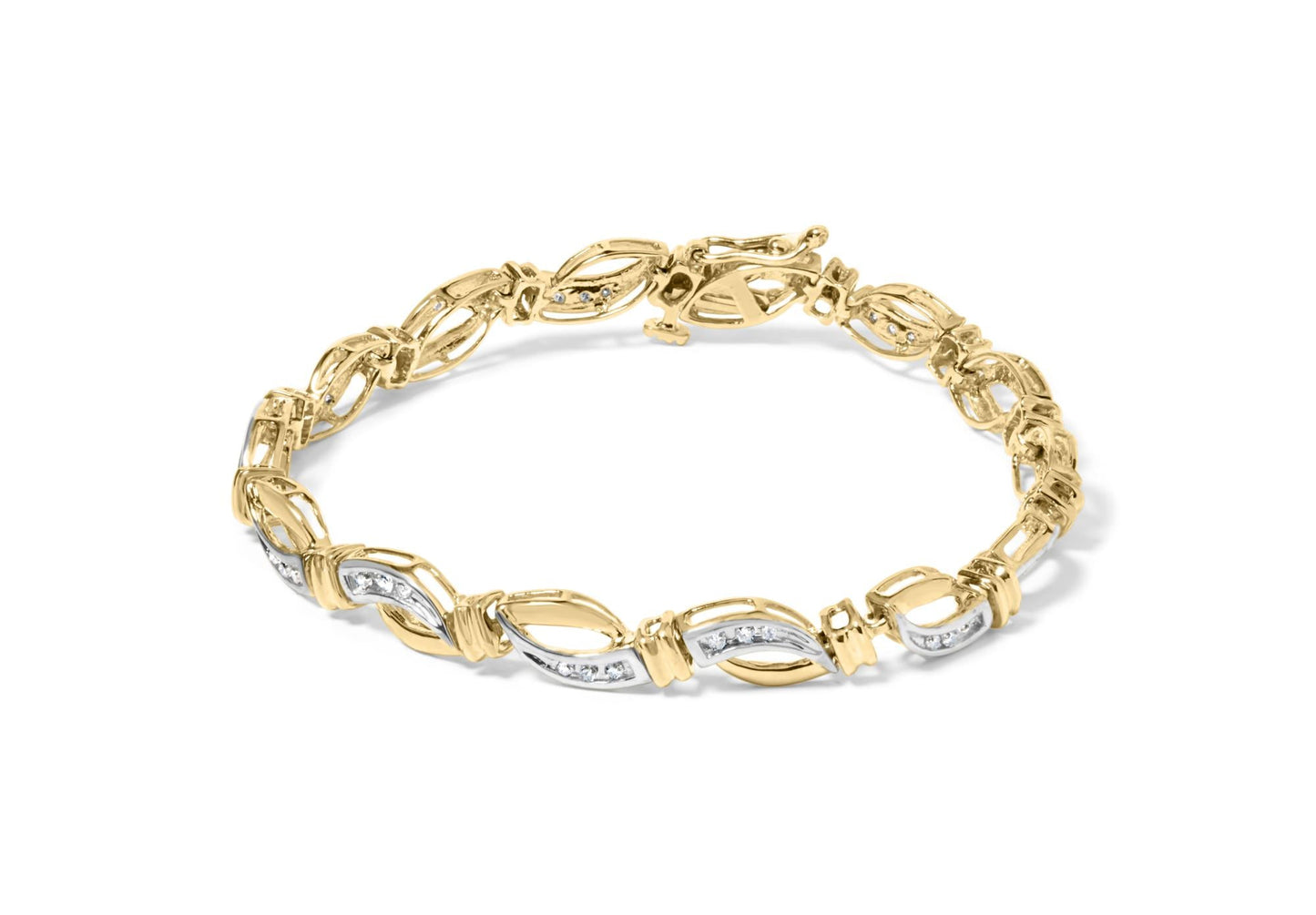 10K Yellow and White Gold 1/2 Cttw Channel Set Diamond Infinity Link 7" Tennis Bracelet (H-I Color, I1-I2 Clarity)-0