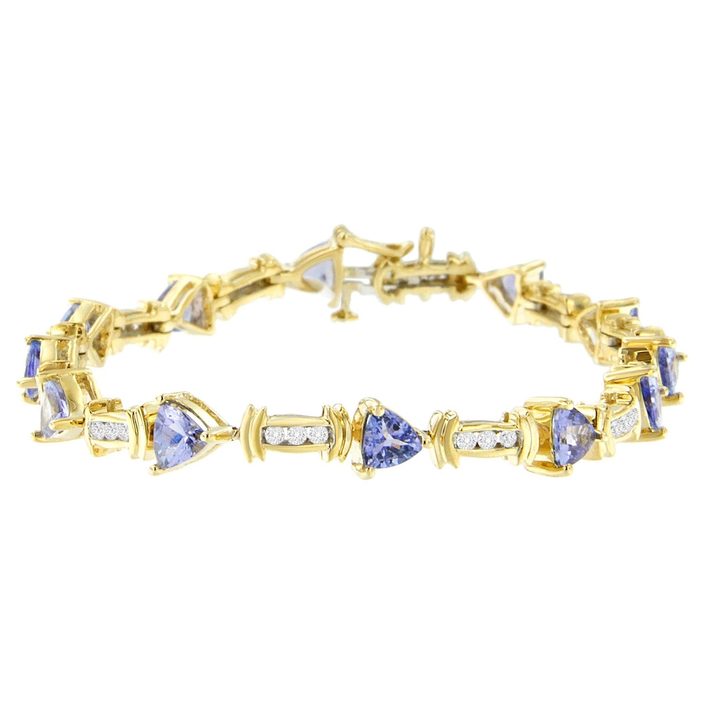 14K Yellow Gold Round-Cut Diamond and Tanzanite Bracelet (5.15 cttw, H-I Color, SI2-I1 Clarity)-0