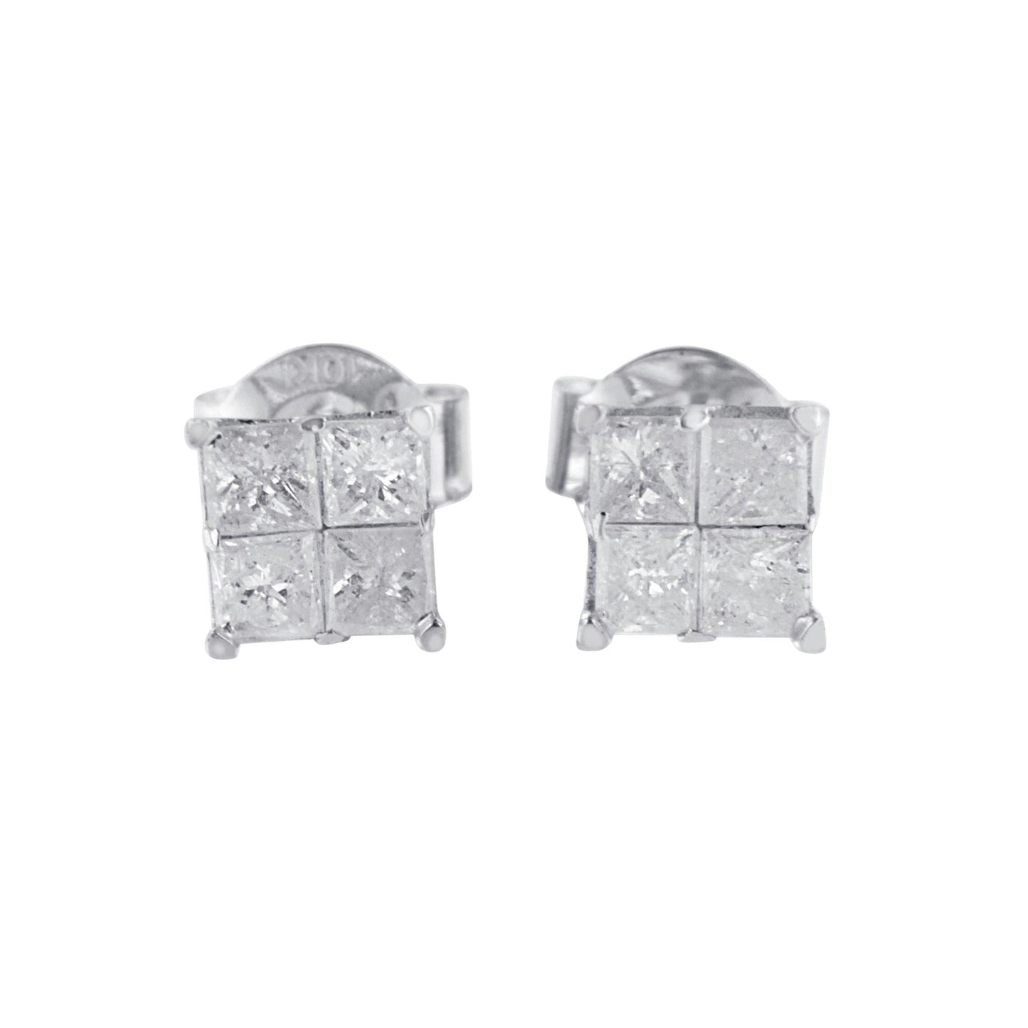 10k White Gold Diamond Stud Earrings (0.60 cttw, I-J Color, I2-I3 Clarity)-0