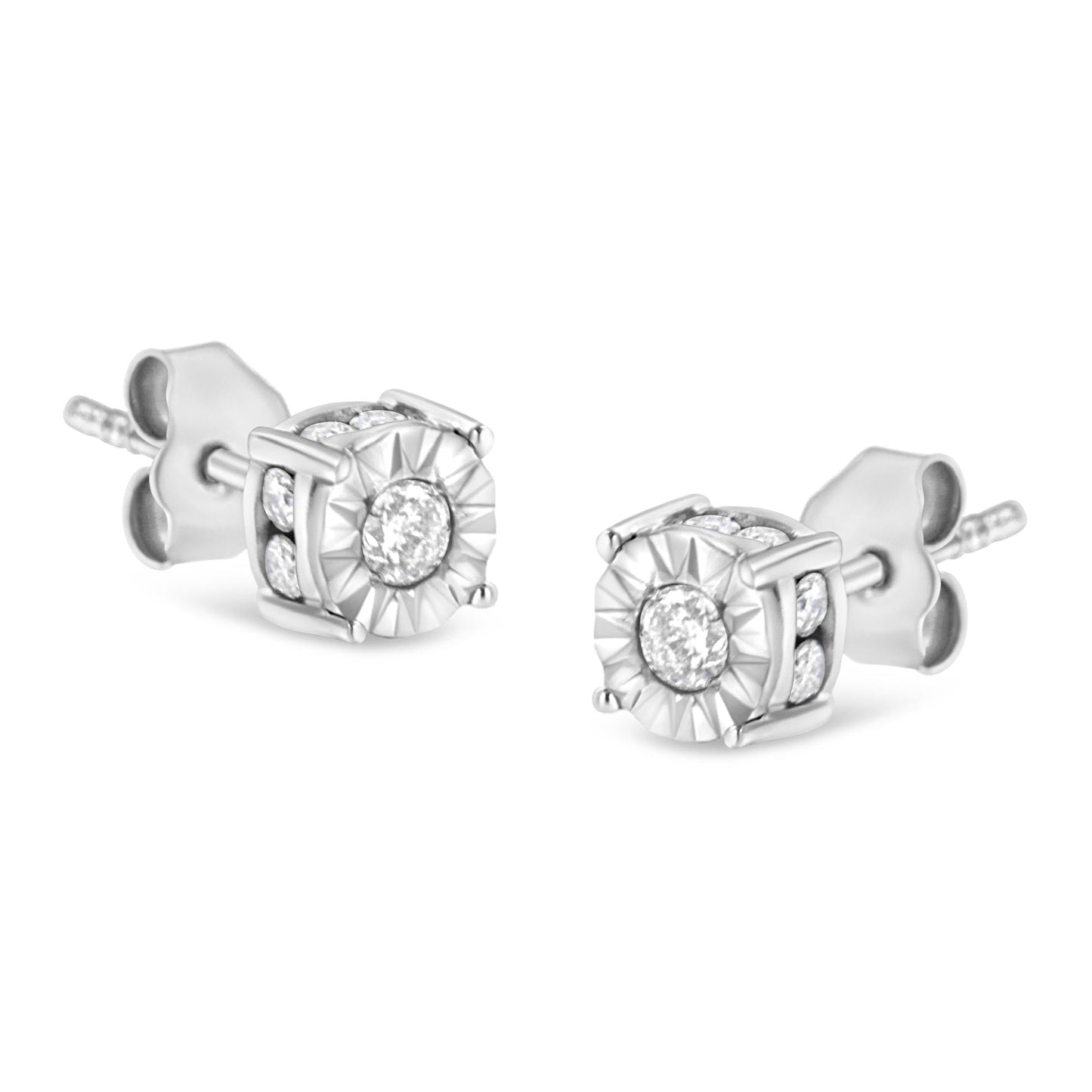 1/2 Cttw Miracle Set Diamond Stud Earring (J-K Color, I2-I3 Clarity) - Choice of Metal Type (Sterling Silver)-0