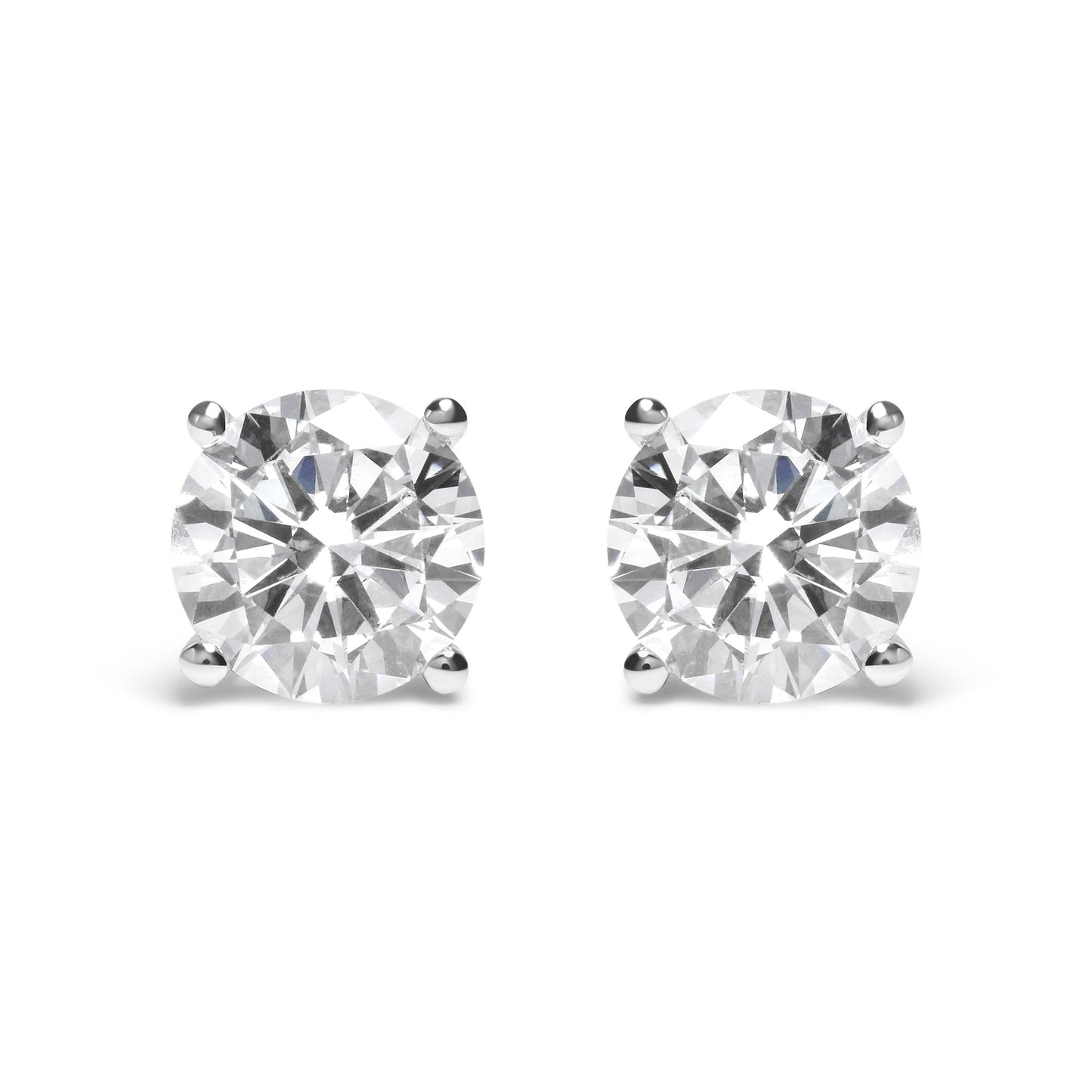 IGI Certified 14K White Gold 5.00 Cttw Round Brilliant-Cut Lab Grown Diamond Classic 4-Prong Stud Earrings with Screw Backs (F-G Color, SI1 Clarity)-0
