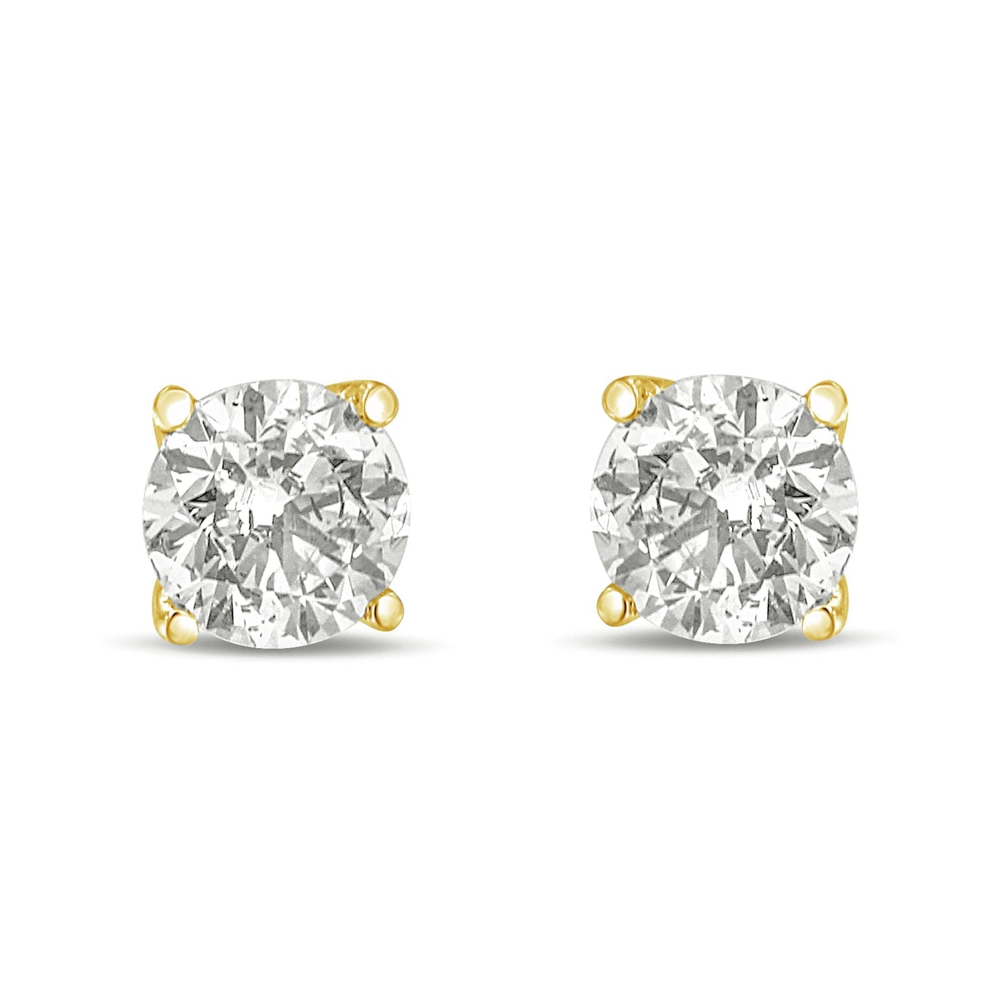 14K Gold 1/2 Cttw Round Brilliant Cut Lab Grown Diamond 4-Prong Classic Solitaire Stud Earrings-1
