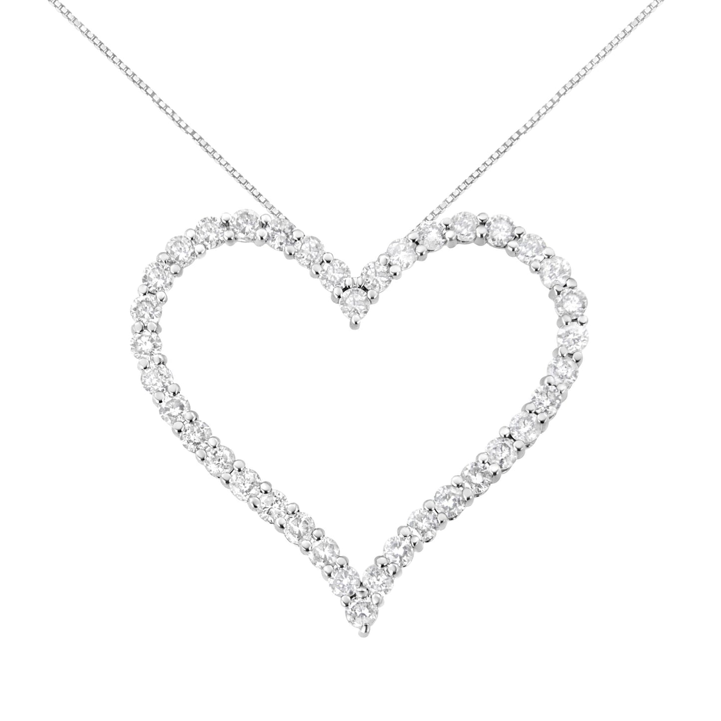 .925 Sterling Silver 3.0 cttw Round-Cut Diamond Open Heart Pendant Necklace (I-J Color, I2-I3 Clarity) - 18"-0
