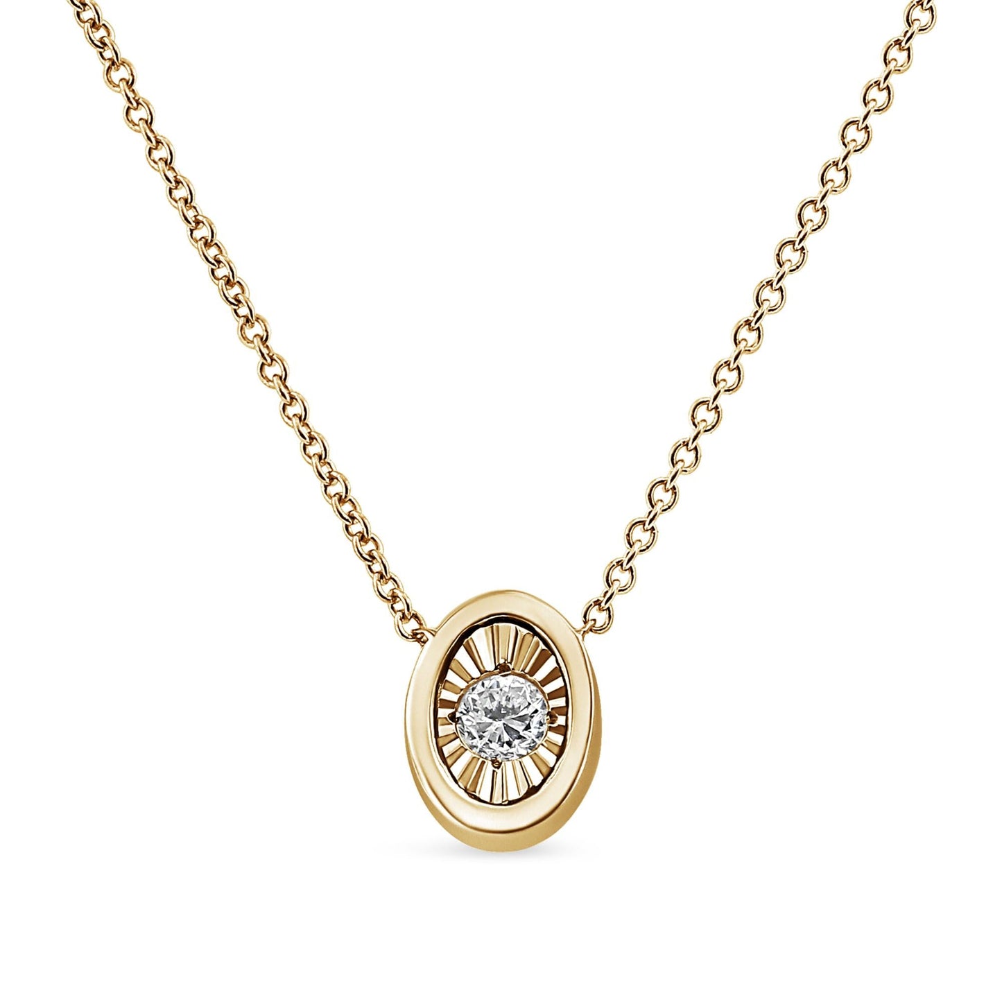 10K Yellow Gold Plated .925 Sterling Silver 1/10 Cttw Miracle Set Round Diamond 18" Pendant Necklace - Choice of Shapes-0