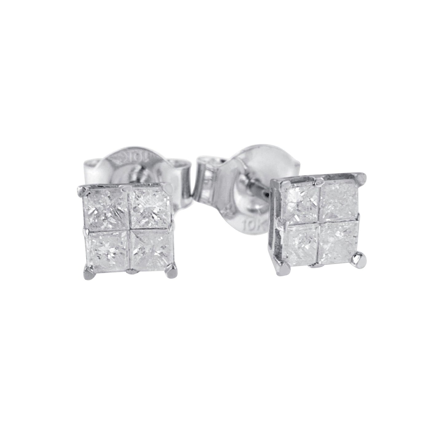 10k White Gold Diamond Stud Earrings (0.60 cttw, I-J Color, I2-I3 Clarity)-1