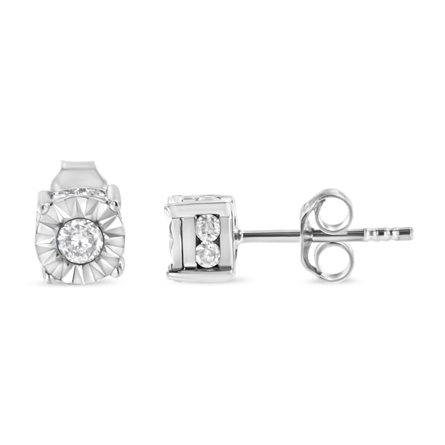 1/2 Cttw Miracle Set Diamond Stud Earring (J-K Color, I2-I3 Clarity) - Choice of Metal Type (Sterling Silver)-1