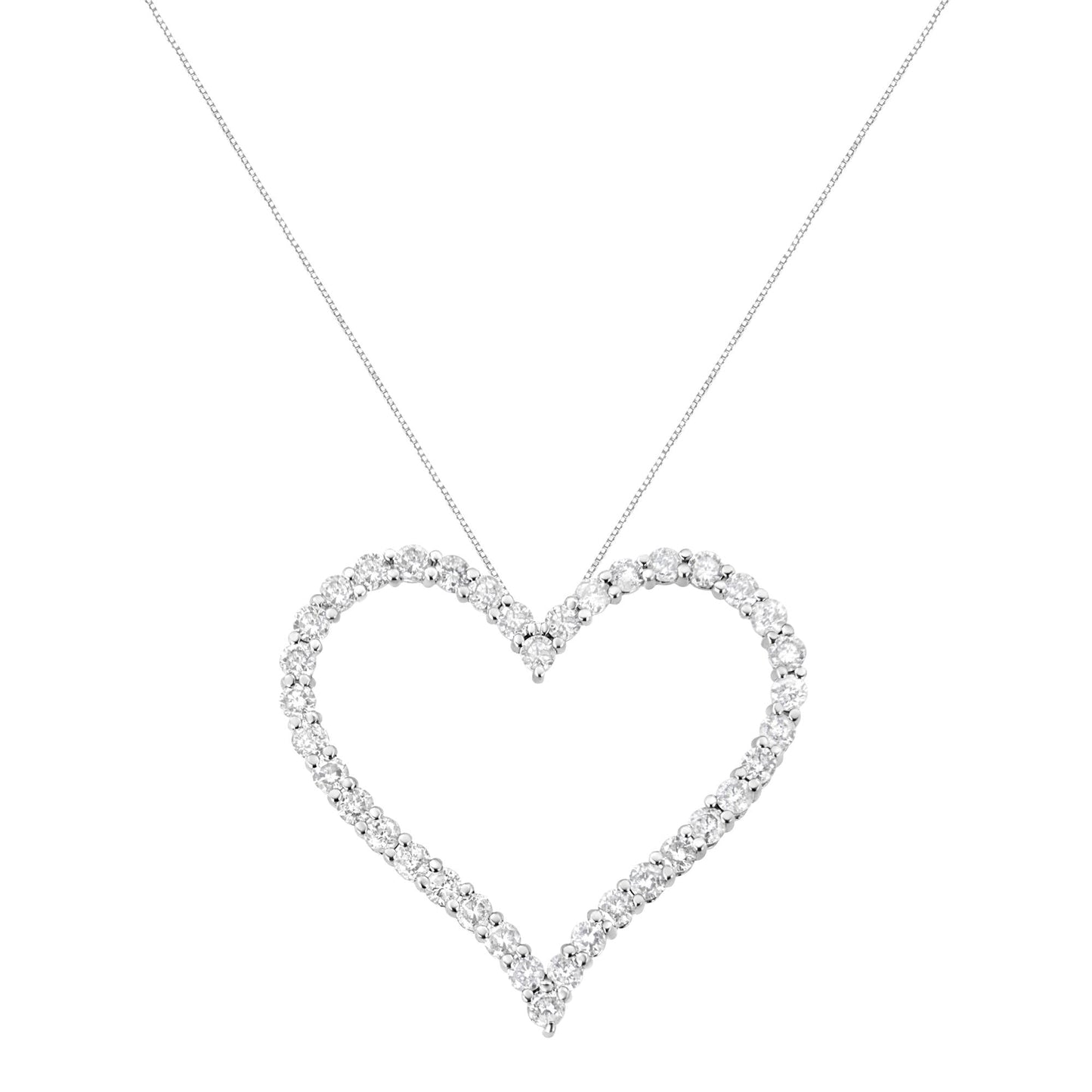 .925 Sterling Silver 3.0 cttw Round-Cut Diamond Open Heart Pendant Necklace (I-J Color, I2-I3 Clarity) - 18"-1