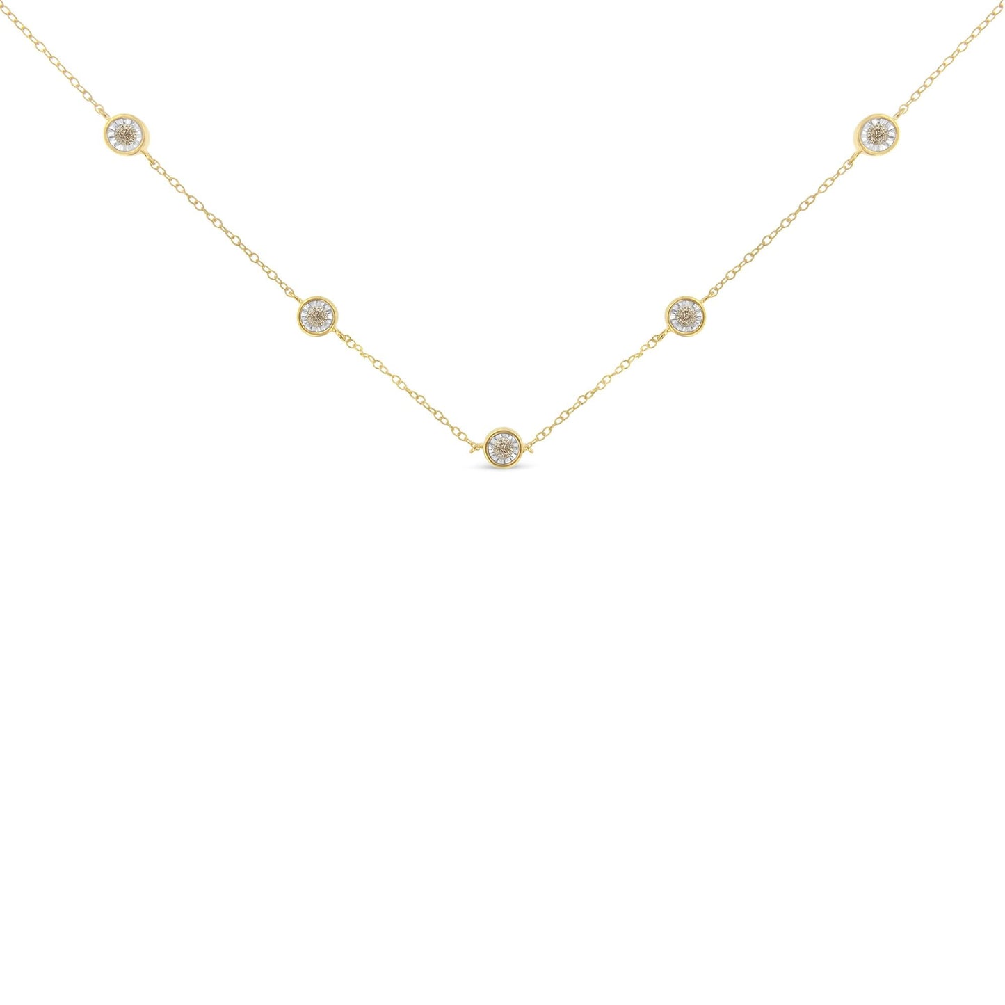 Sterling Silver Diamond Station Necklace (1/2 cttw, K-L Color, I2-I3 Clarity)-2