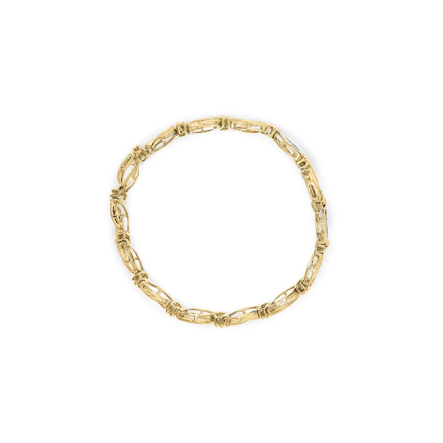 10K Yellow and White Gold 1/2 Cttw Channel Set Diamond Infinity Link 7" Tennis Bracelet (H-I Color, I1-I2 Clarity)-2