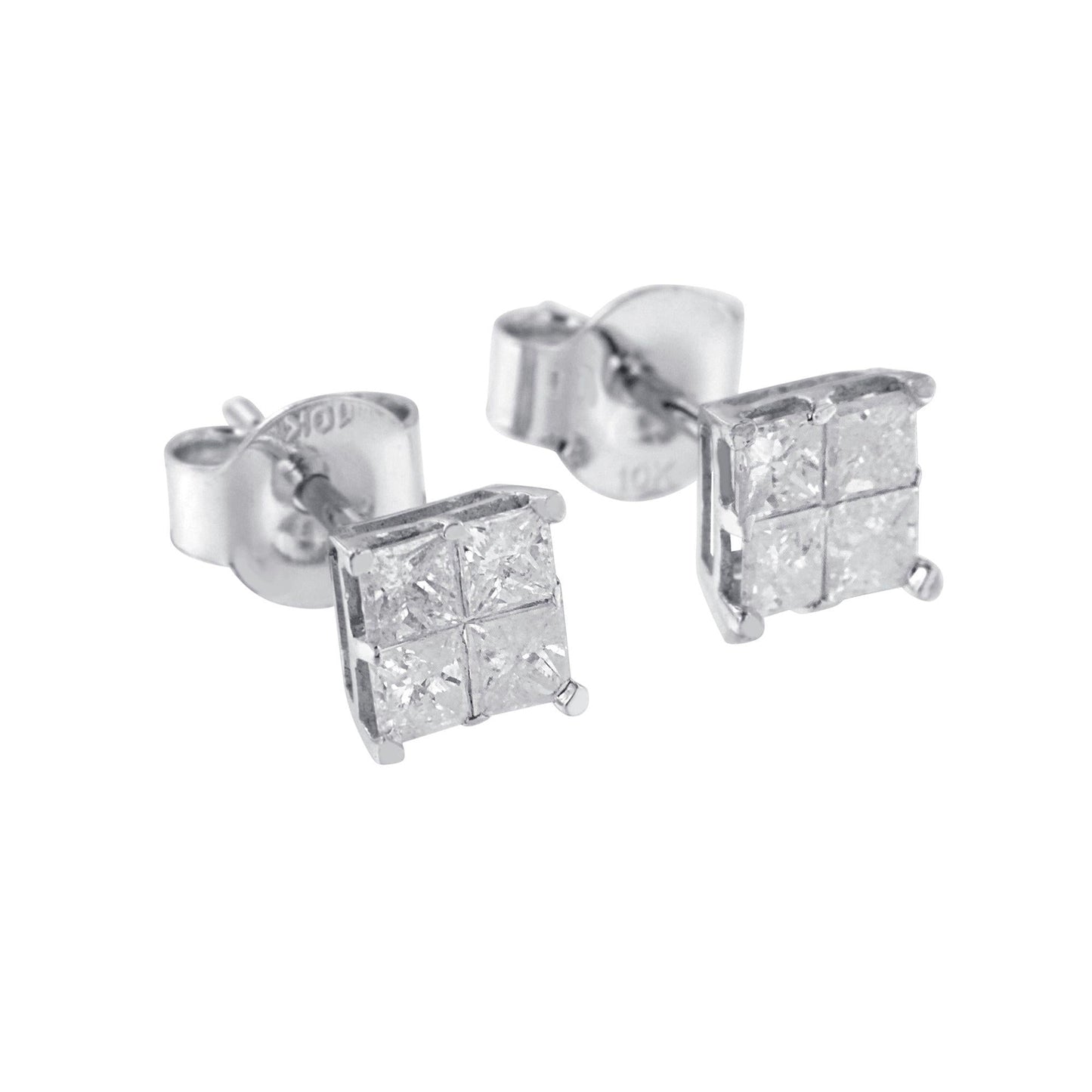10k White Gold Diamond Stud Earrings (0.60 cttw, I-J Color, I2-I3 Clarity)-2