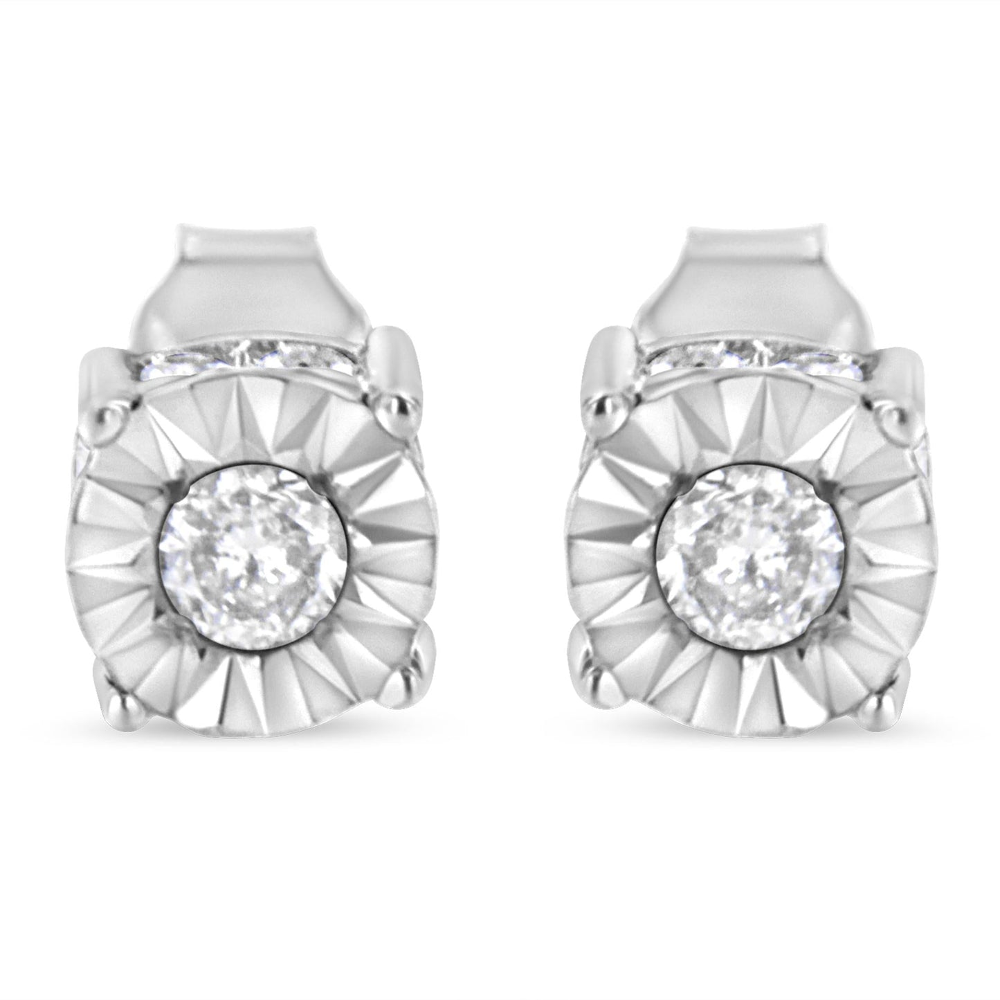 1/2 Cttw Miracle Set Diamond Stud Earring (J-K Color, I2-I3 Clarity) - Choice of Metal Type (Sterling Silver)-2