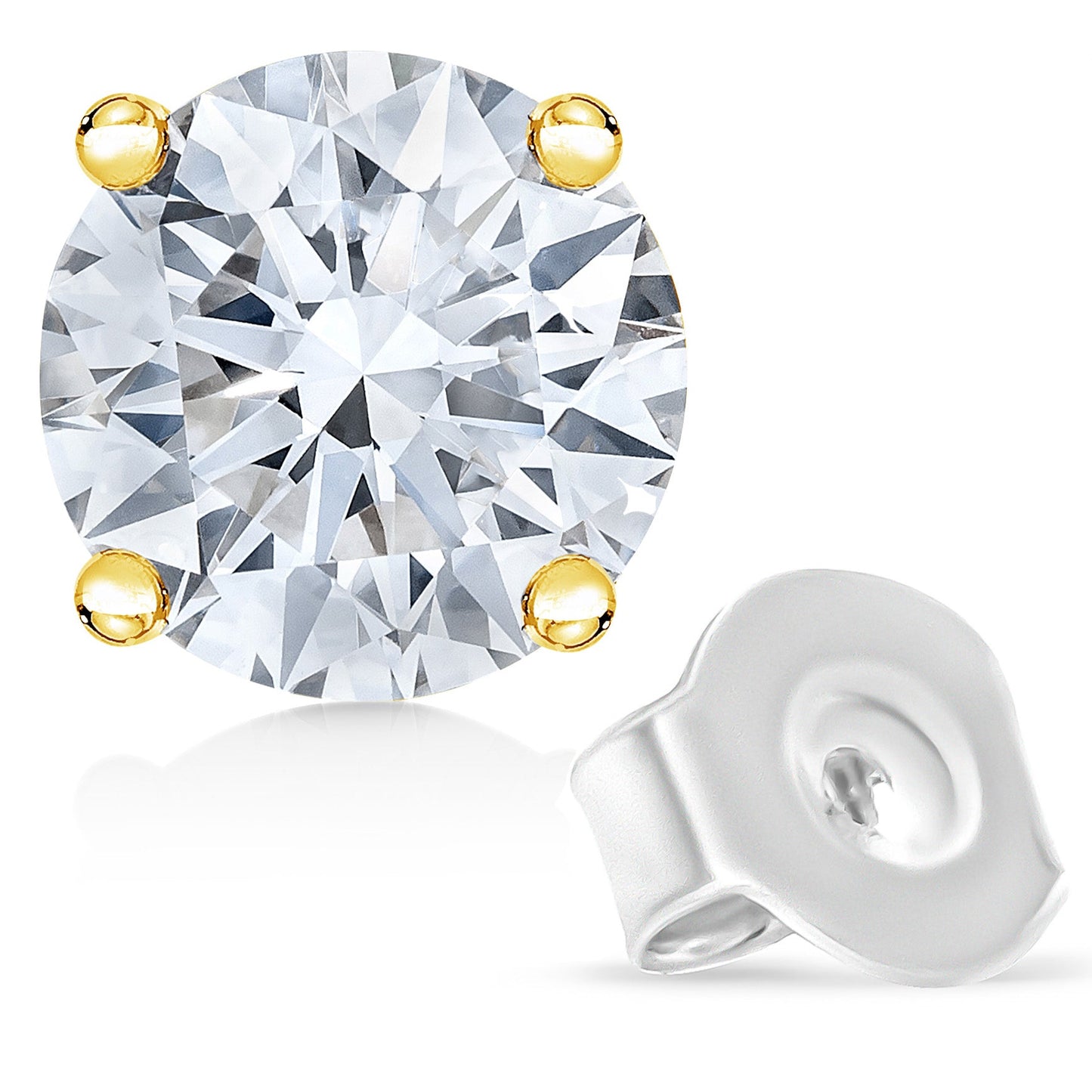 14K Gold 1/2 Cttw Round Brilliant Cut Lab Grown Diamond 4-Prong Classic Solitaire Stud Earrings-3