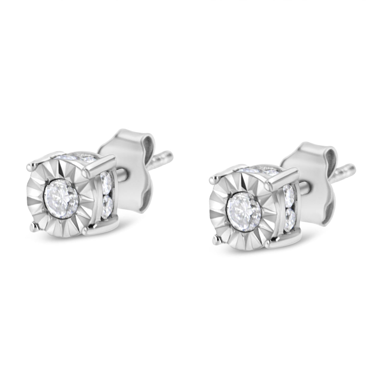 1/2 Cttw Miracle Set Diamond Stud Earring (J-K Color, I2-I3 Clarity) - Choice of Metal Type (Sterling Silver)-3