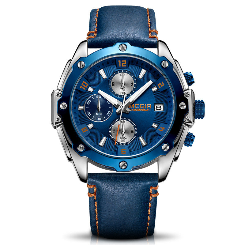MEGIR Black Mens Watches Top Brand Luxury Chronograph Sports Quartz Wrist Watch Man Clock Waterproof Army Military Wristwatches-5