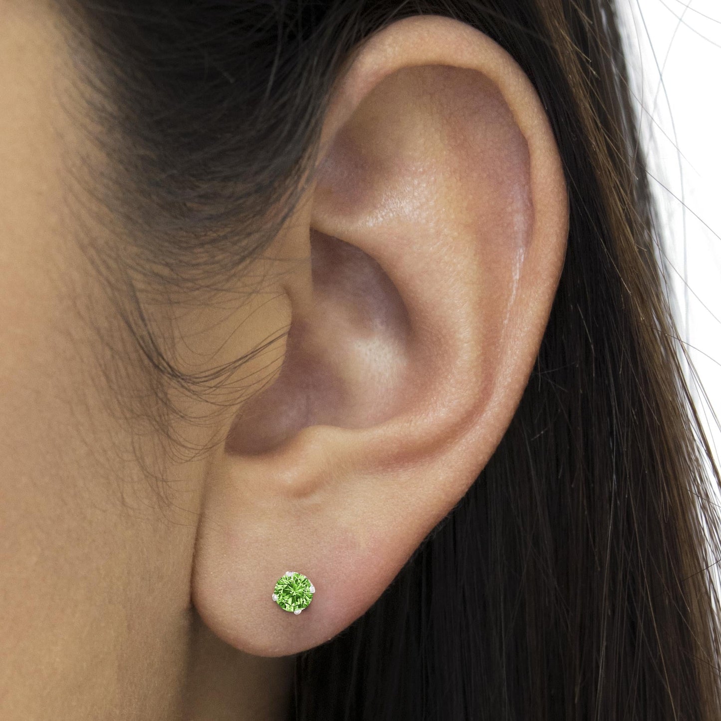 .925 Sterling Silver 1/5 Cttw Round Brilliant-Cut Green Diamond Classic 4-Prong Stud Earrings (Fancy Color-Enhanced, I2-I3 Clarity)-3