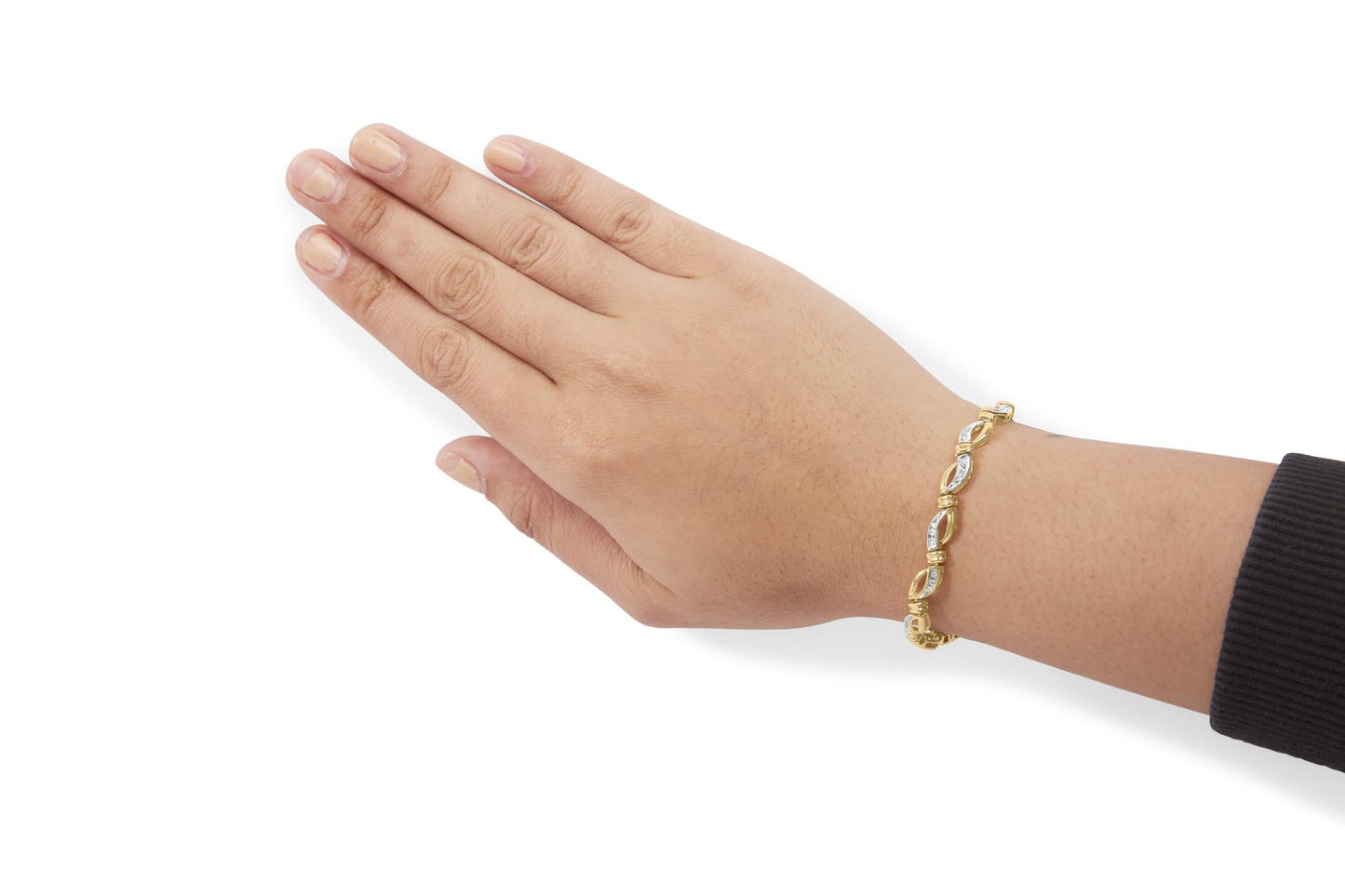 10K Yellow and White Gold 1/2 Cttw Channel Set Diamond Infinity Link 7" Tennis Bracelet (H-I Color, I1-I2 Clarity)-4