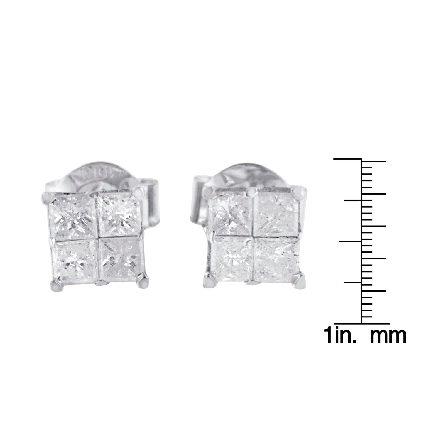 10k White Gold Diamond Stud Earrings (0.60 cttw, I-J Color, I2-I3 Clarity)-4