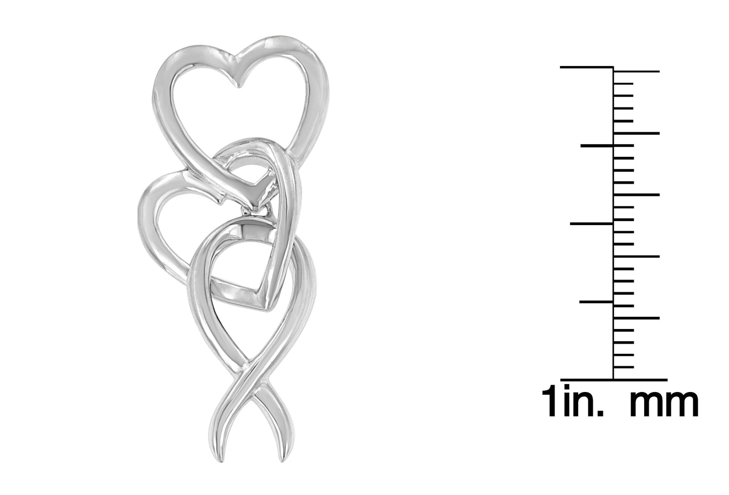 .925 Sterling Silver Double-Heart & Awareness Ribbon Linked Pendant Necklace-3