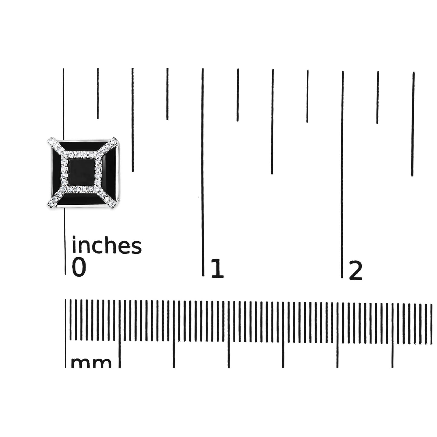 14K White Gold 3/8ct Diamond with 11x11MM Black Onyx Stud Earrings (G-H Color, SI1-SI2 Clarity)-4