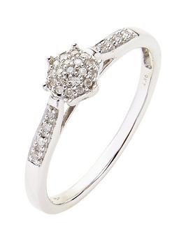 9ct White Gold 0.10ct Diamond Cluster Ring-0