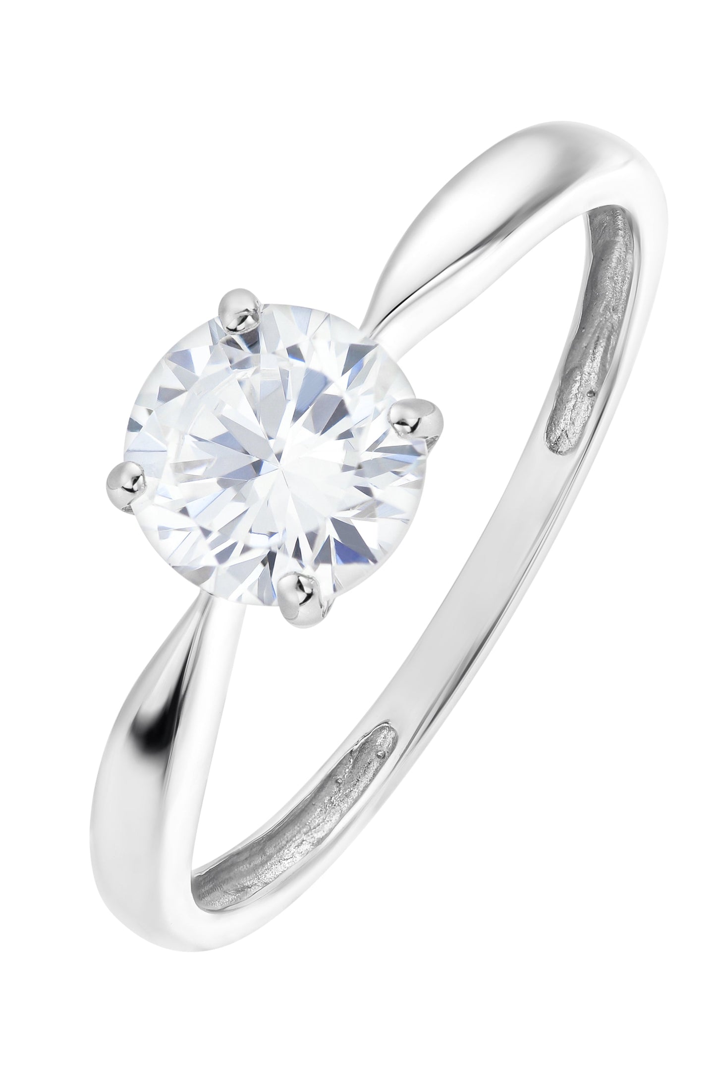 9ct White Gold Cubic Zirconia Solitaire Ring-0