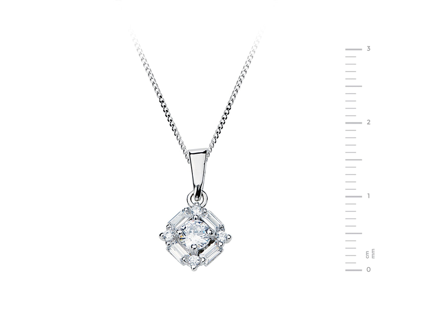 Sterling Silver Cubic Zirconia Mixed Cut Pendant-1