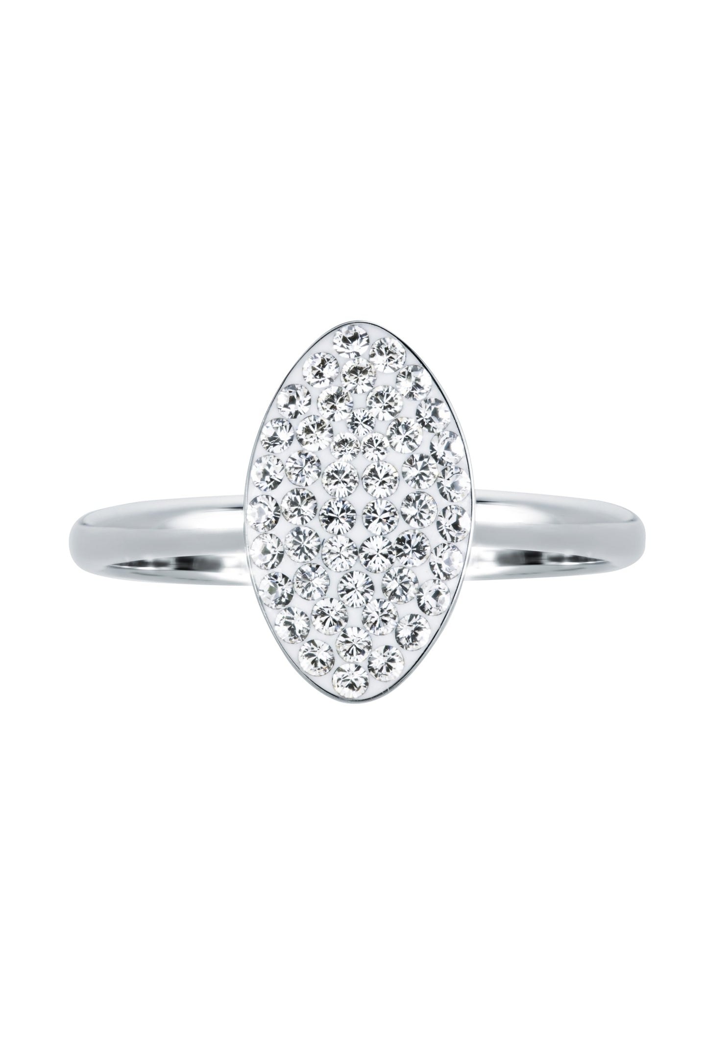 Sterling Silver Crystal Oval Ring-4
