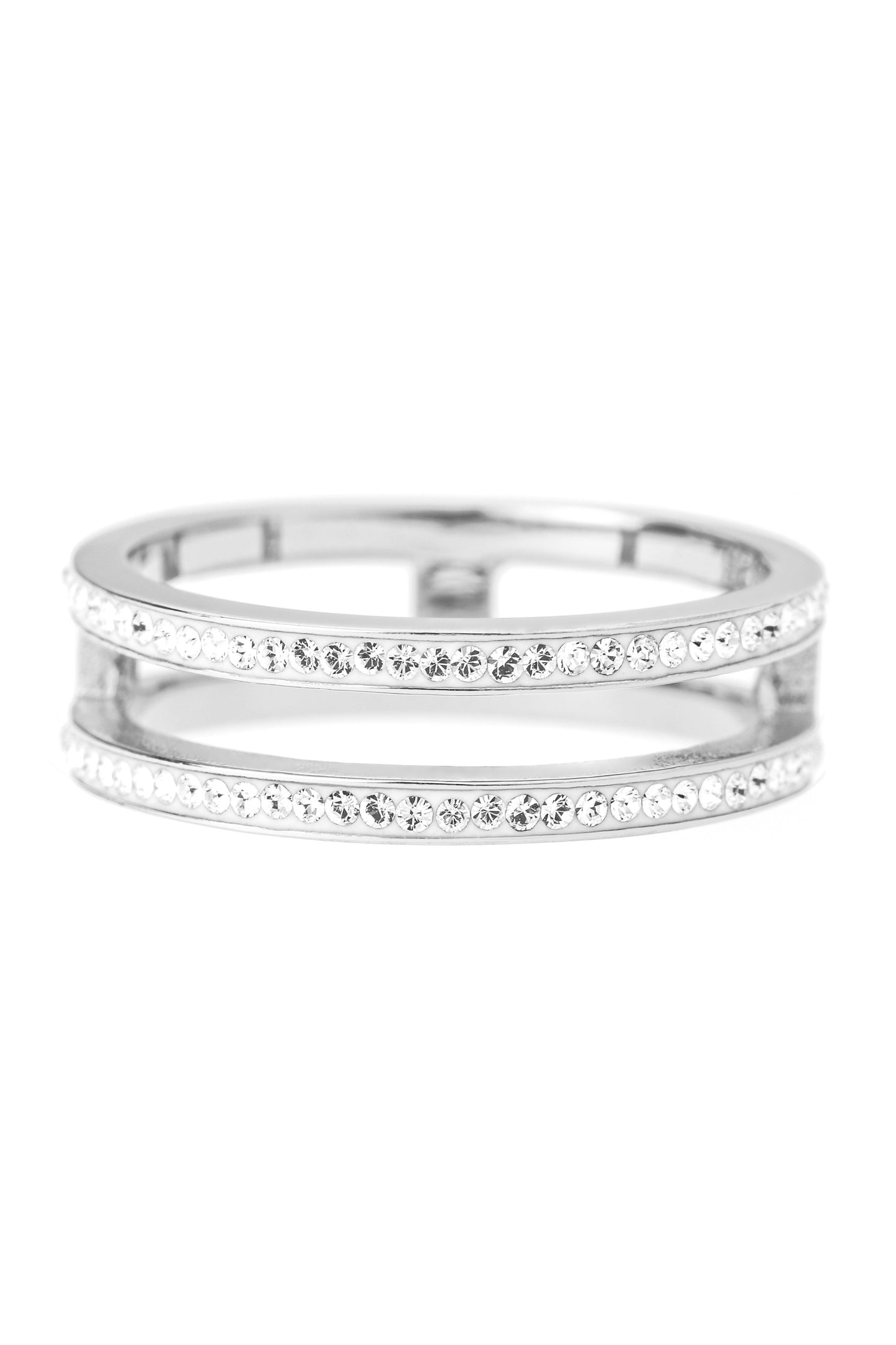 Sterling Silver Crystal Double Band Ring-1