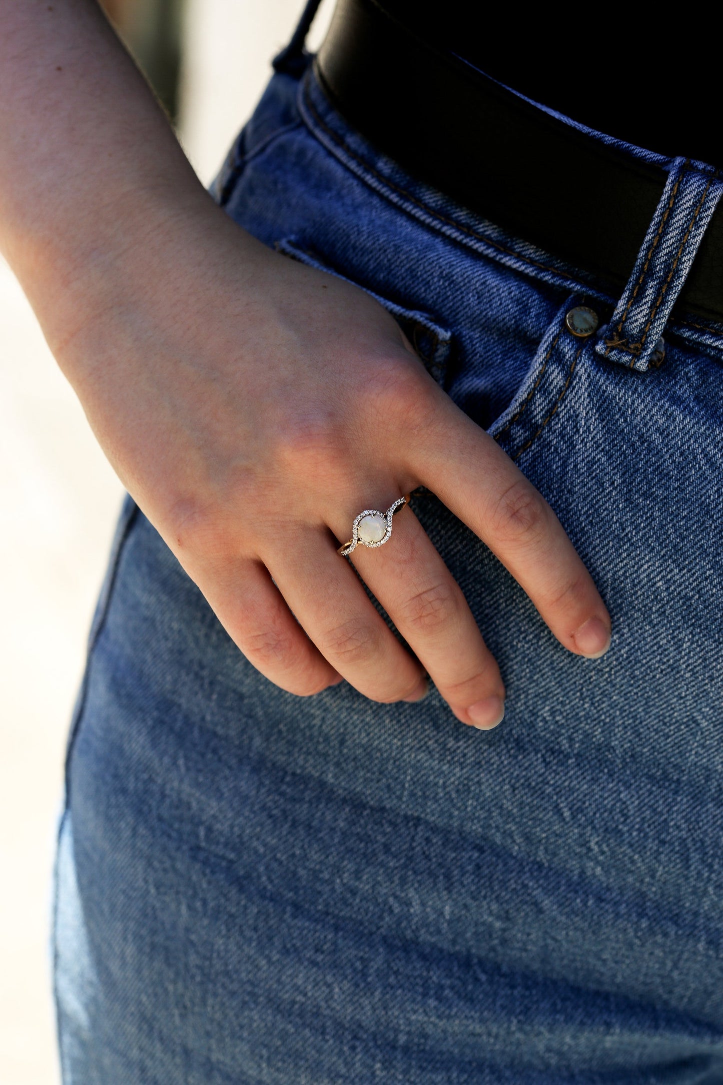 9ct Yellow Gold Opal and CZ Ring-1