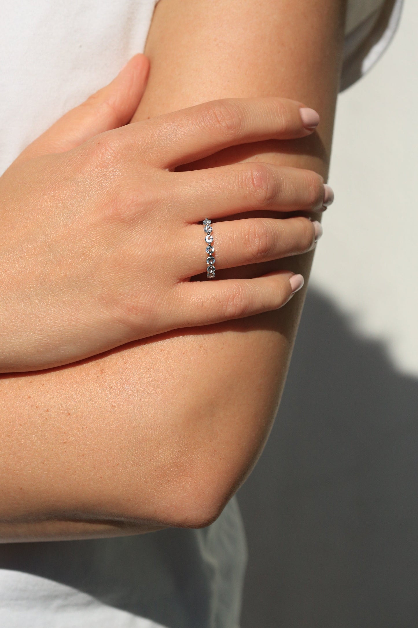 9ct White Gold Sky Blue Topaz Eternity Ring-1