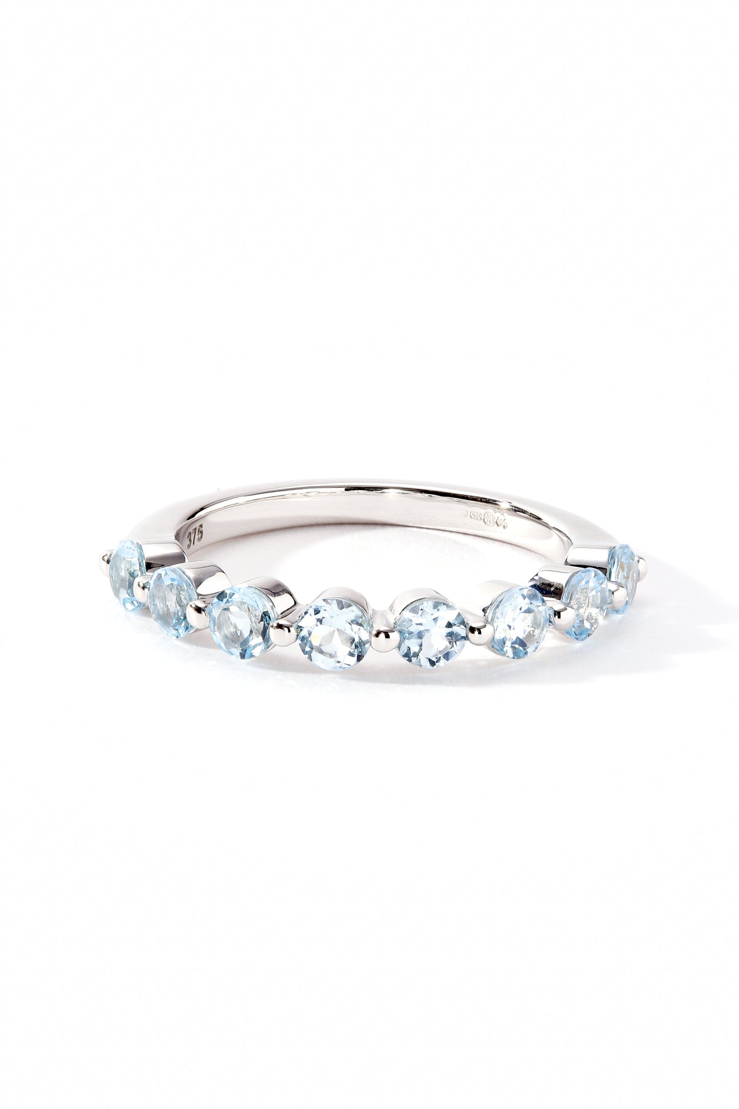 9ct White Gold Sky Blue Topaz Eternity Ring-2