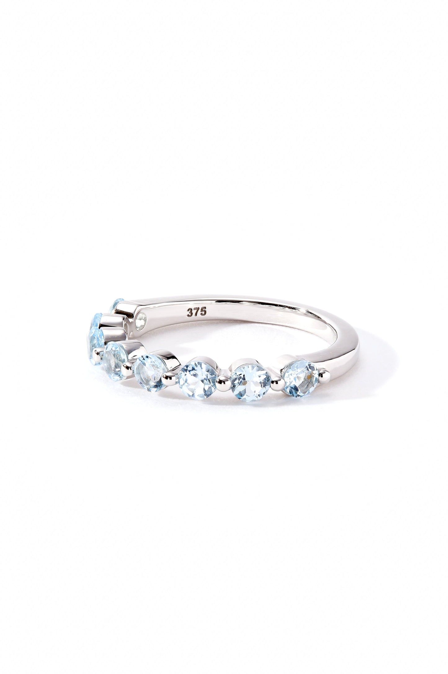 9ct White Gold Sky Blue Topaz Eternity Ring-3