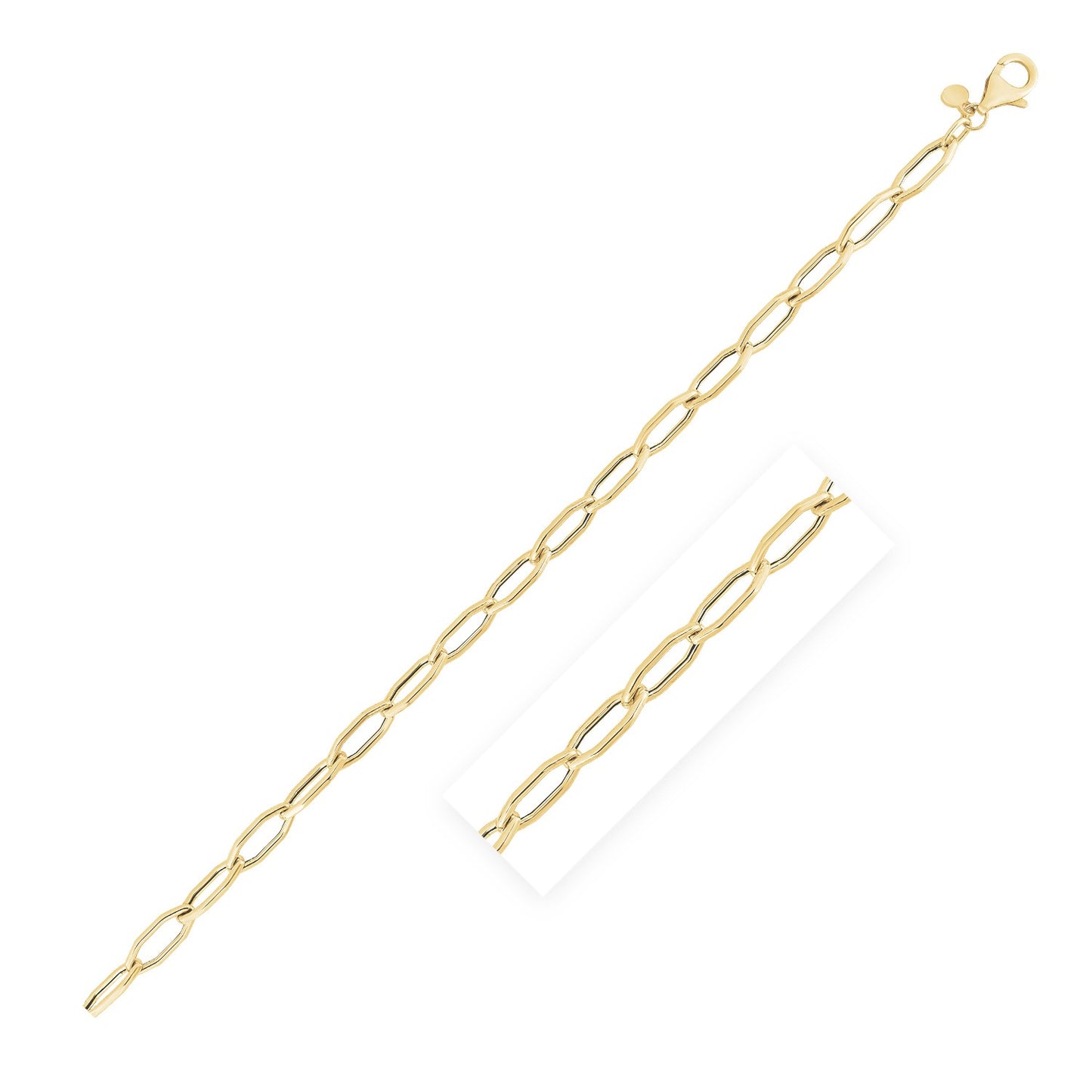 14k Yellow Gold High Polish Hexagon Link Bracelet (5.00 mm)