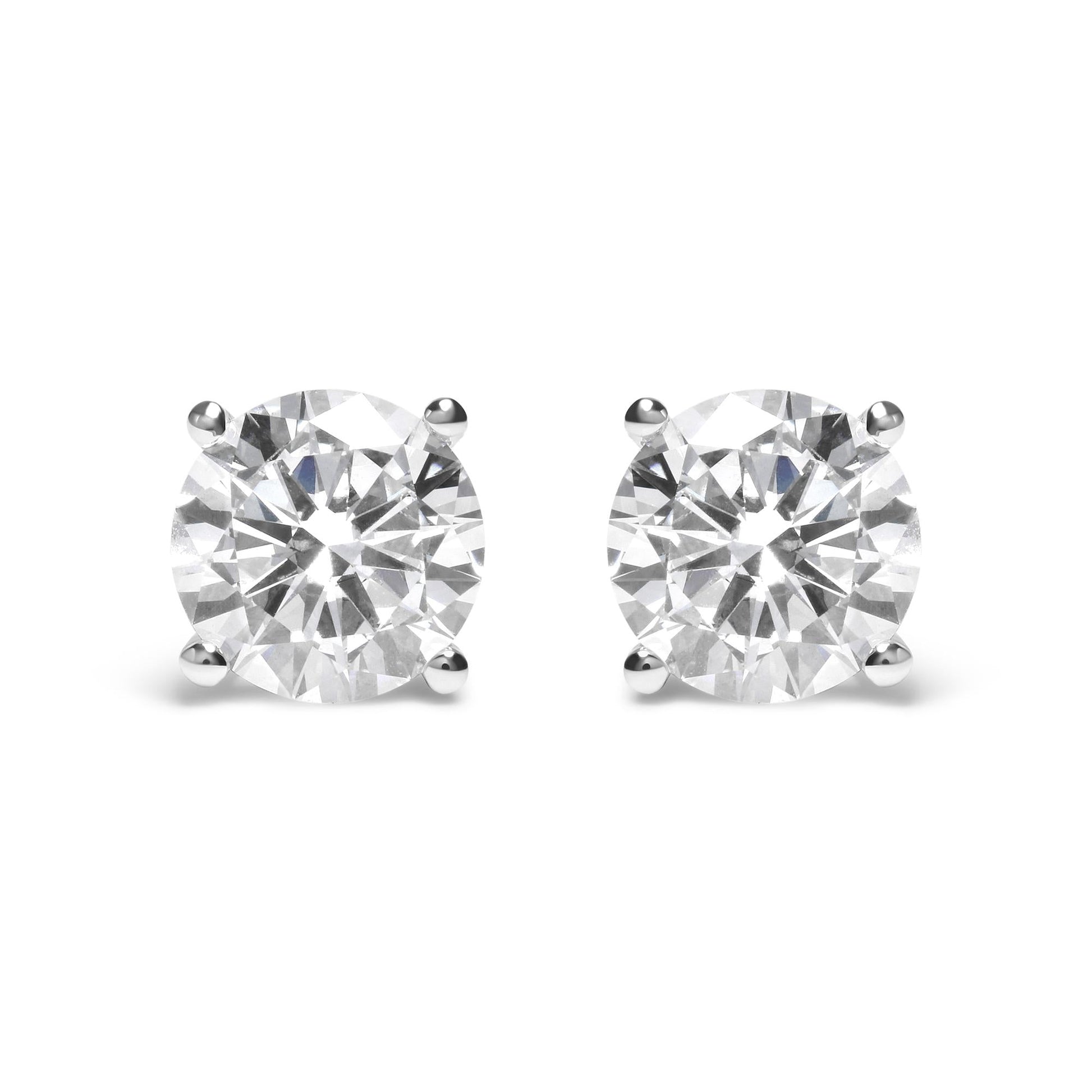 IGI Certified 14K White Gold 5.00 Cttw Round Brilliant-Cut Lab Grown Diamond Classic 4-Prong Stud Earrings with Screw Backs (F-G Color, SI1 Clarity)-0