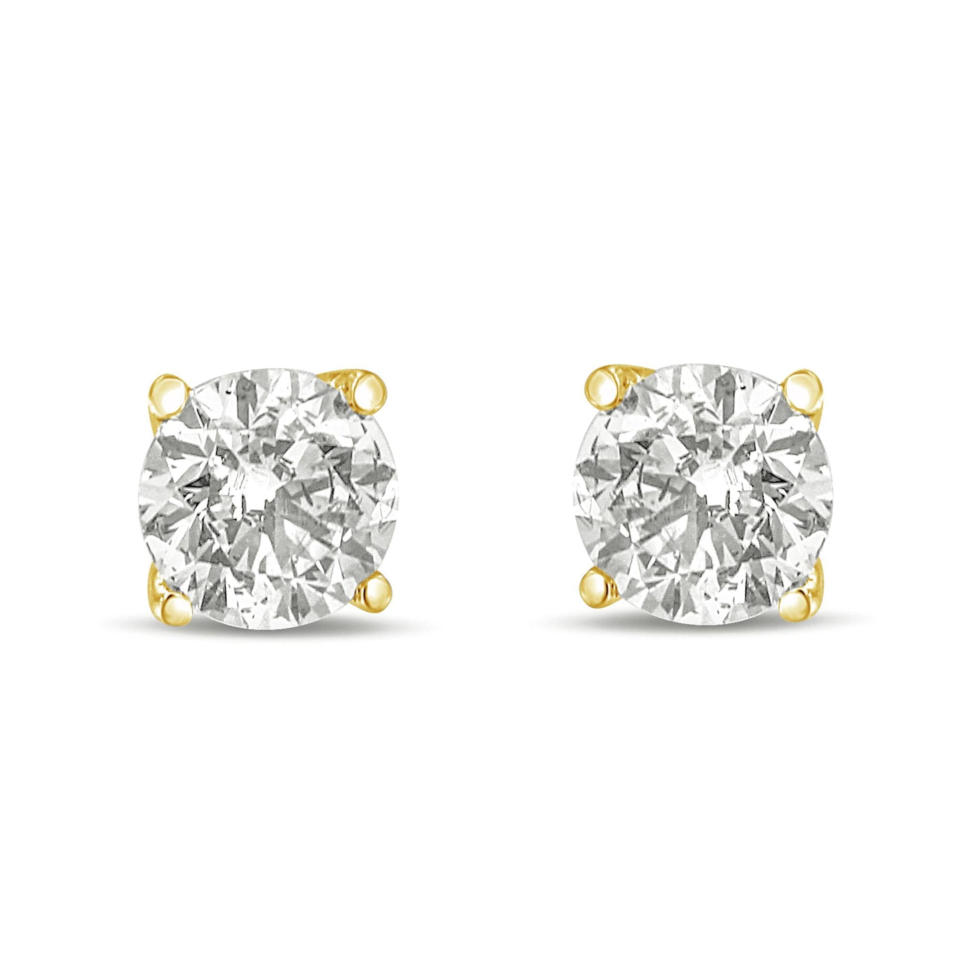 14K Gold 1/2 Cttw Round Brilliant Cut Lab Grown Diamond 4-Prong Classic Solitaire Stud Earrings-1