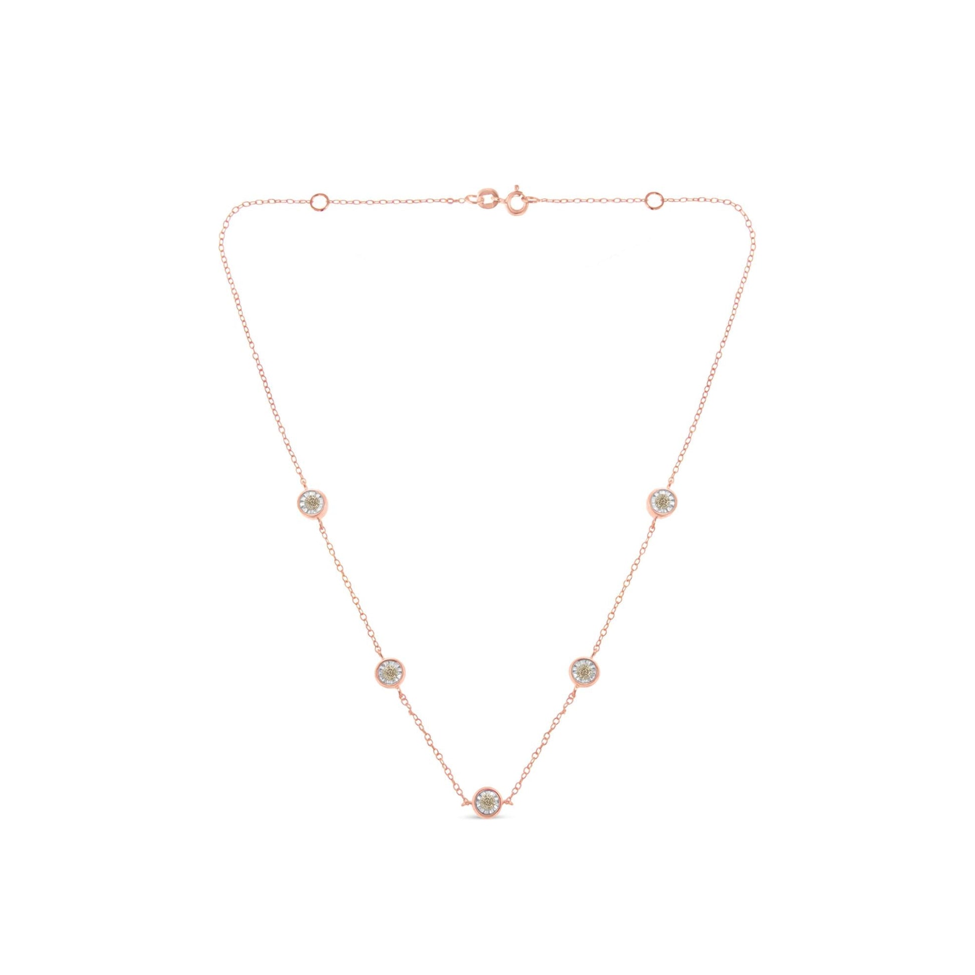 Sterling Silver Diamond Station Necklace (1/2 cttw, K-L Color, I2-I3 Clarity)-1