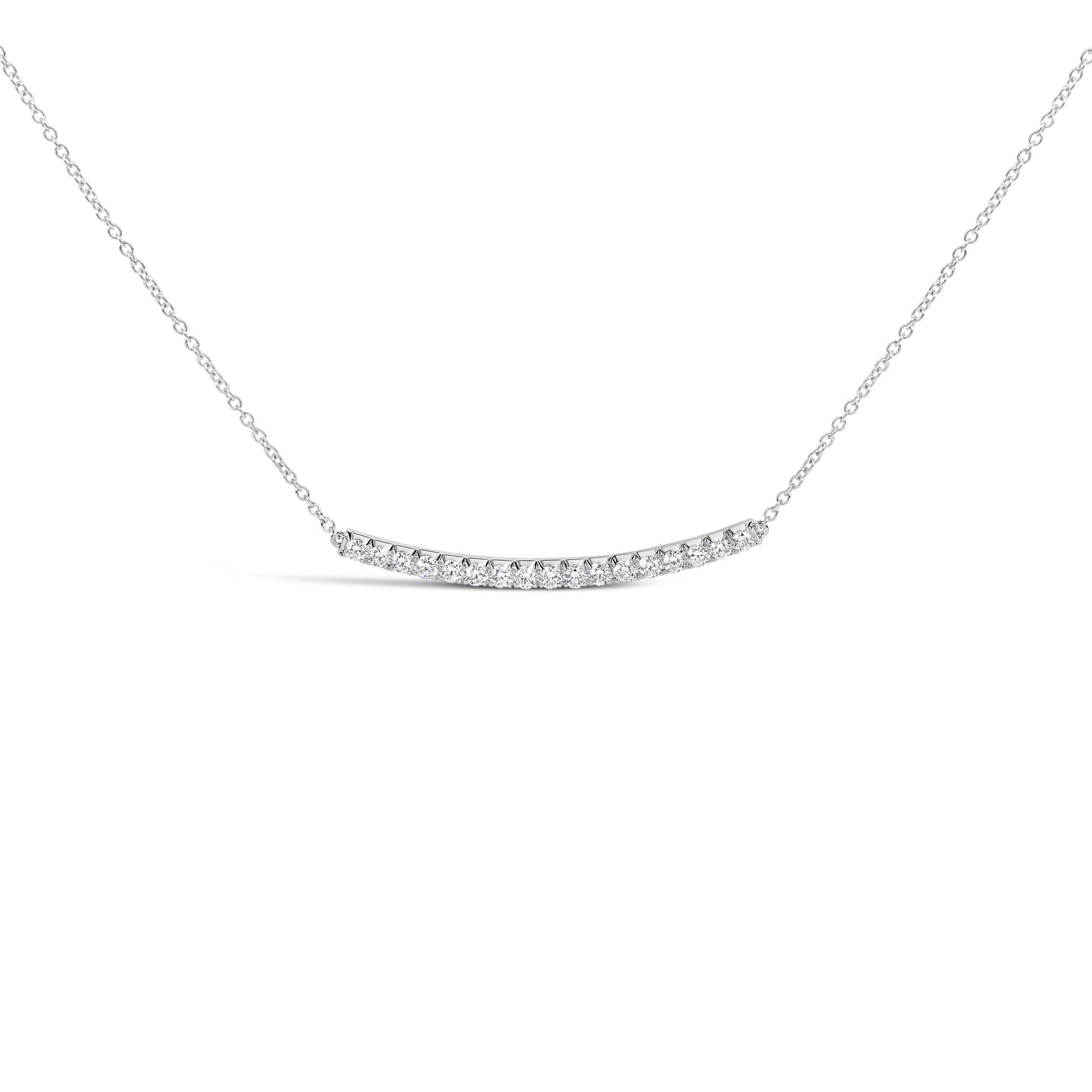 14K Gold 1.00 Cttw Diamond Curved Bar Pendant Necklace (H-I Color, VS2-SI1 Clarity) - 18 Inches-0
