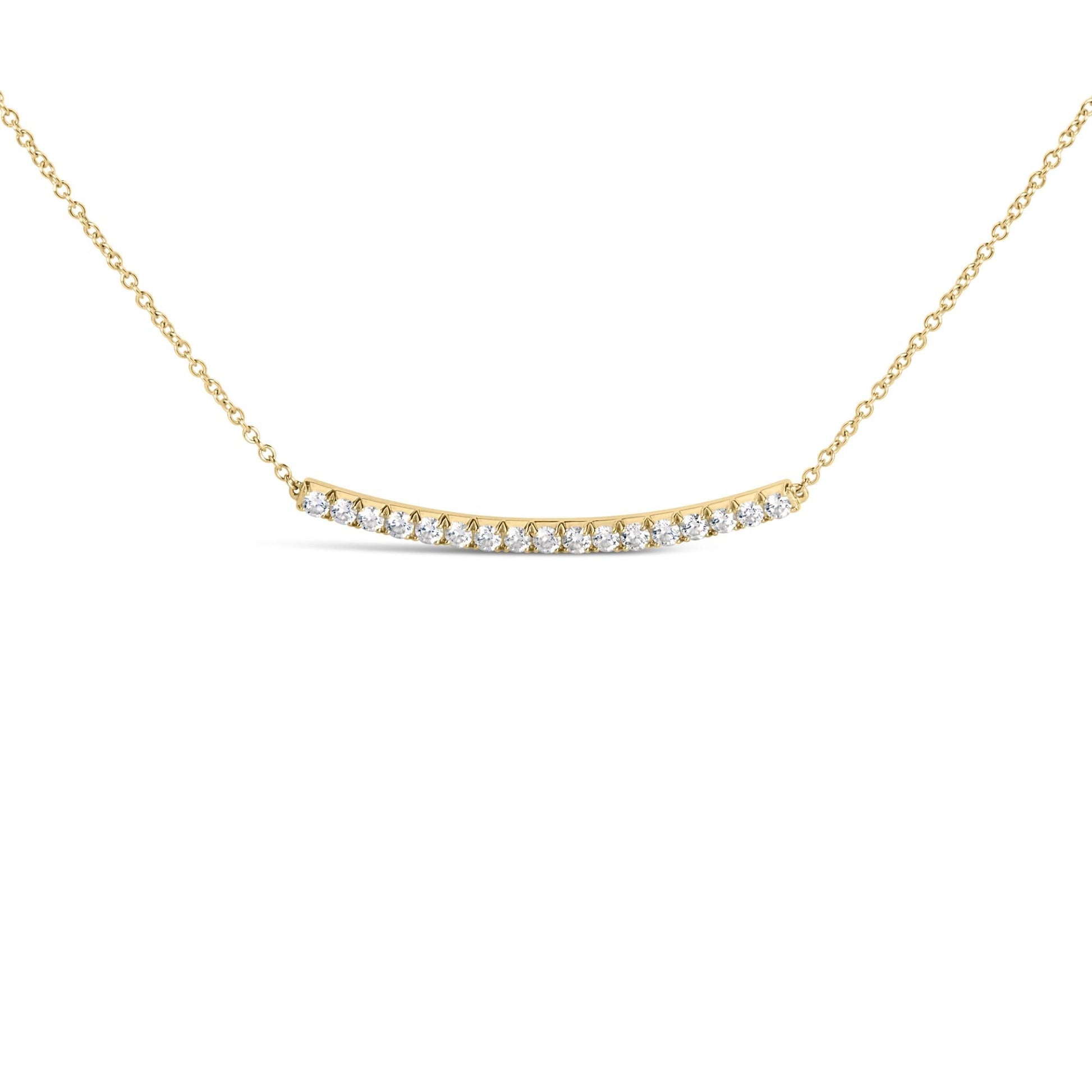 14K Gold 1.00 Cttw Diamond Curved Bar Pendant Necklace (H-I Color, VS2-SI1 Clarity) - 18 Inches-1