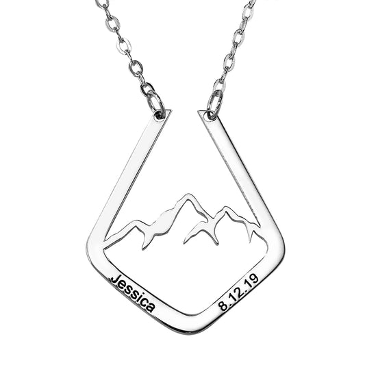 Sterling Silver 925 Dainty Ring Holder Necklace with Mountain Design, Custom Geometric Ring Keeper Simple Jewelry Gift for Her/Womens/Girls Mothers/Doctor/Nurse