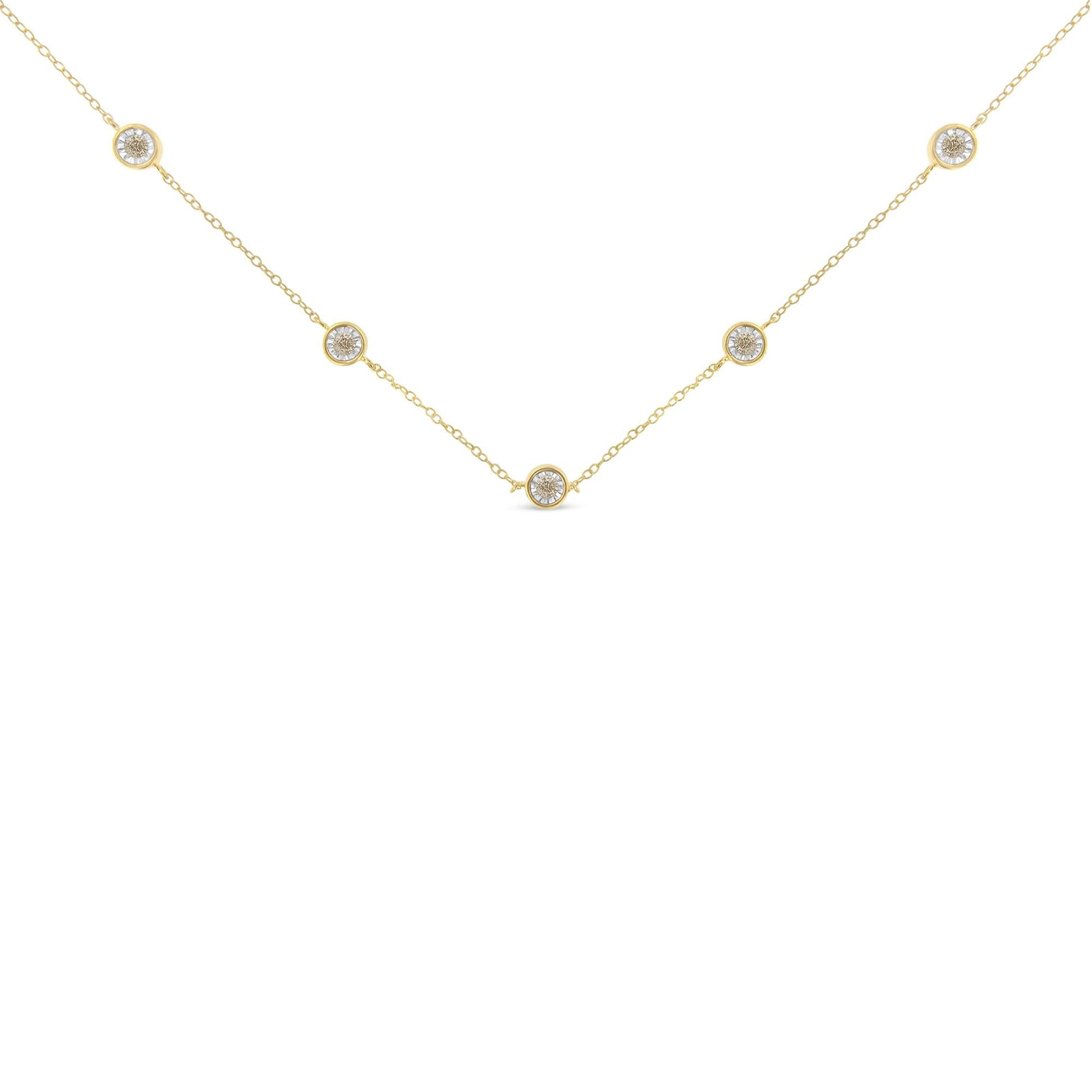 Sterling Silver Diamond Station Necklace (1/2 cttw, K-L Color, I2-I3 Clarity)-2