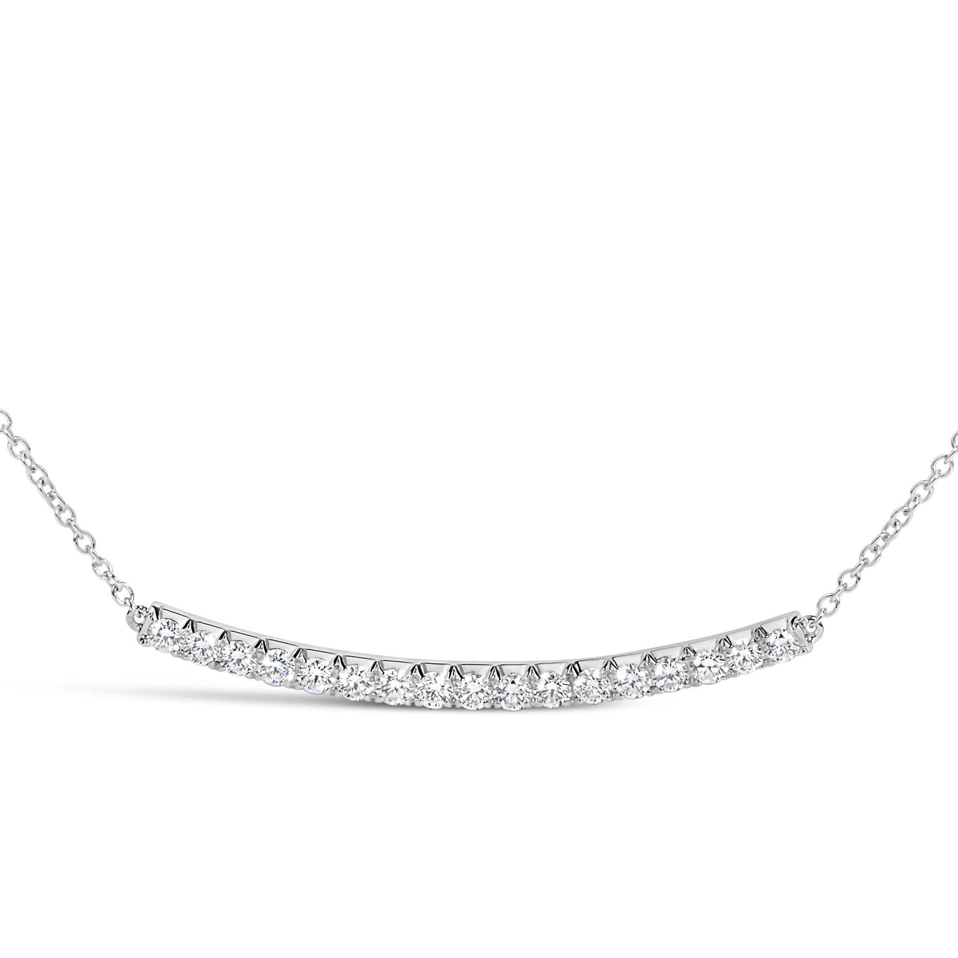 14K Gold 1.00 Cttw Diamond Curved Bar Pendant Necklace (H-I Color, VS2-SI1 Clarity) - 18 Inches-2