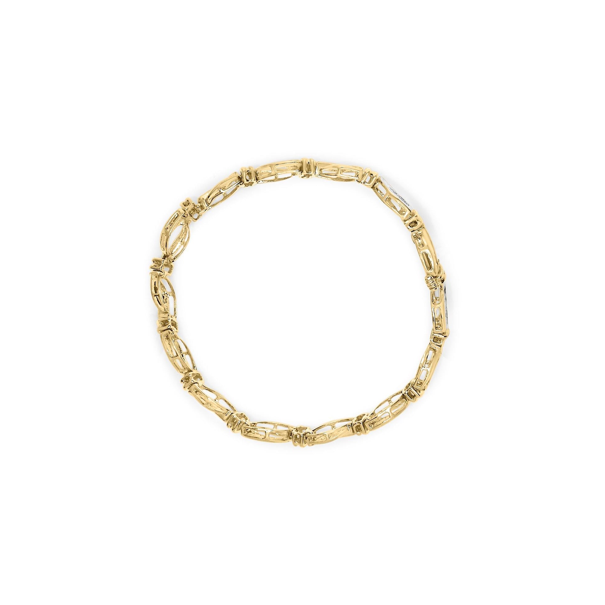 10K Yellow and White Gold 1/2 Cttw Channel Set Diamond Infinity Link 7" Tennis Bracelet (H-I Color, I1-I2 Clarity)-2