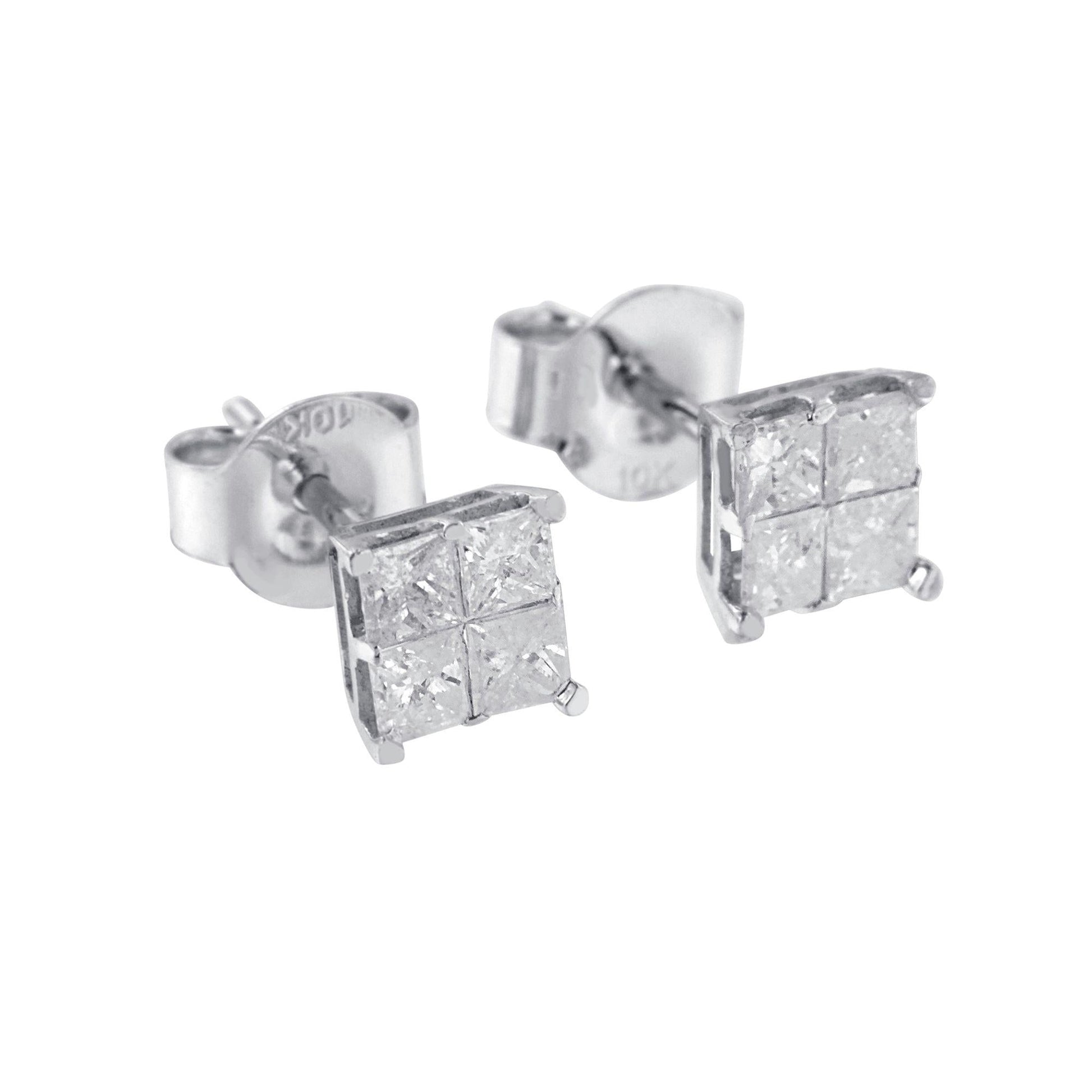 10k White Gold Diamond Stud Earrings (0.60 cttw, I-J Color, I2-I3 Clarity)-2
