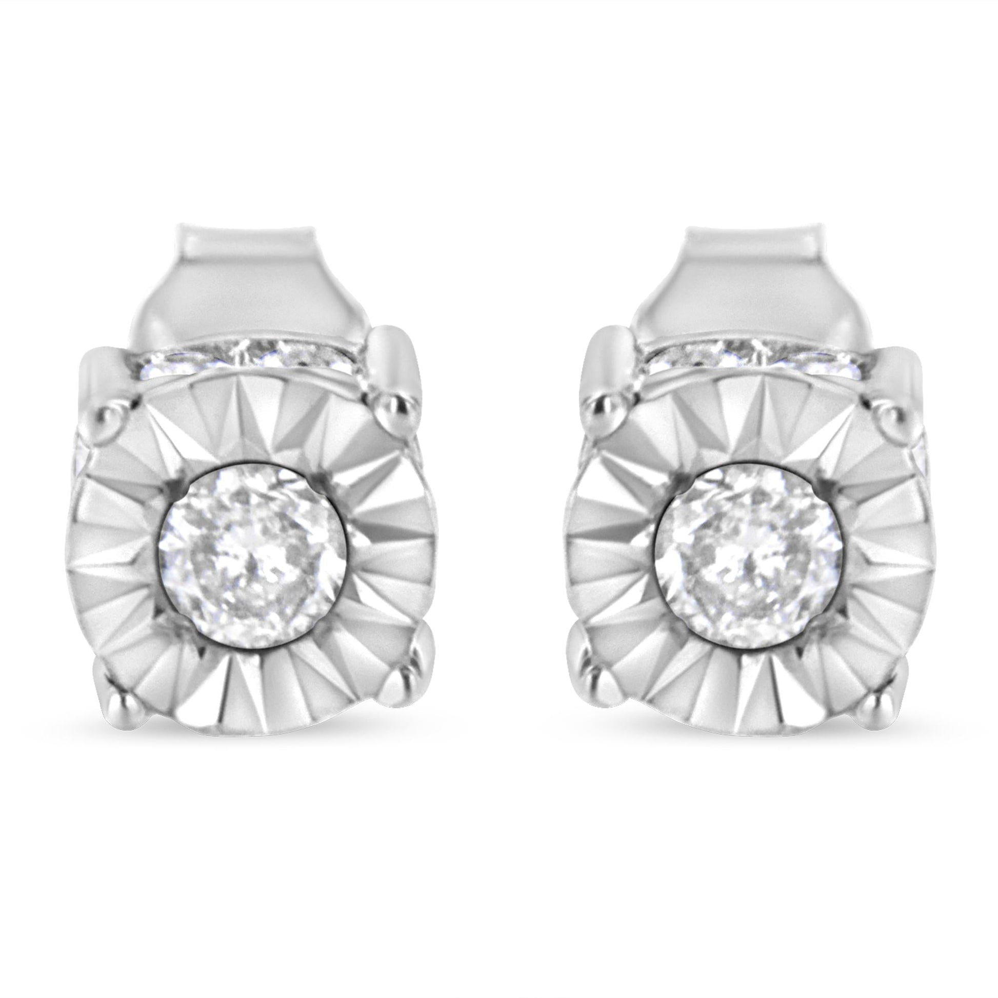1/2 Cttw Miracle Set Diamond Stud Earring (J-K Color, I2-I3 Clarity) - Choice of Metal Type (Sterling Silver)-2