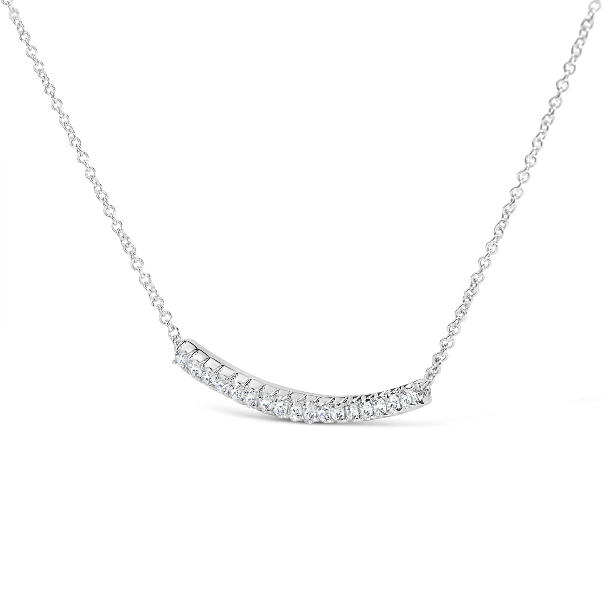 14K Gold 1.00 Cttw Diamond Curved Bar Pendant Necklace (H-I Color, VS2-SI1 Clarity) - 18 Inches-4