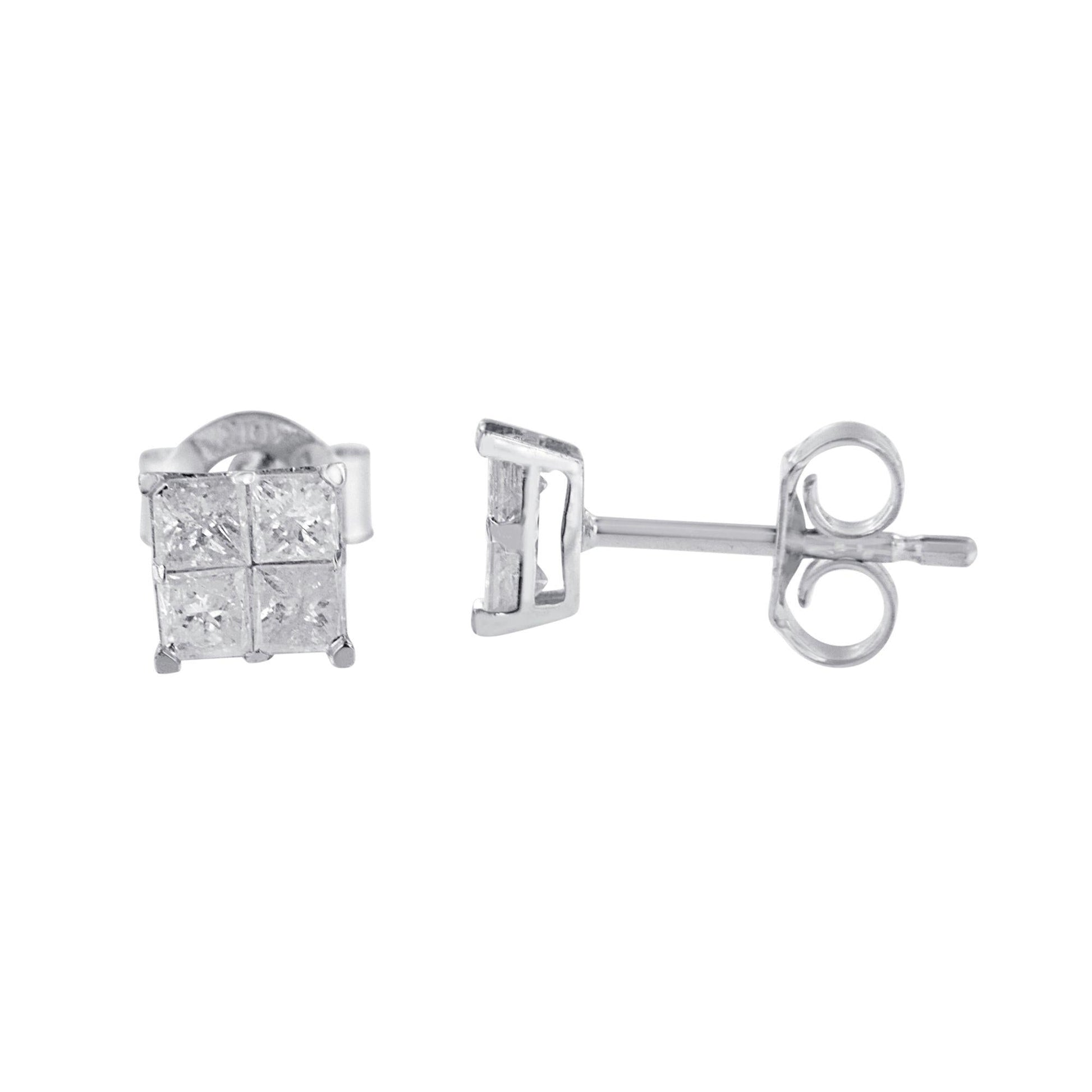 10k White Gold Diamond Stud Earrings (0.60 cttw, I-J Color, I2-I3 Clarity)-3