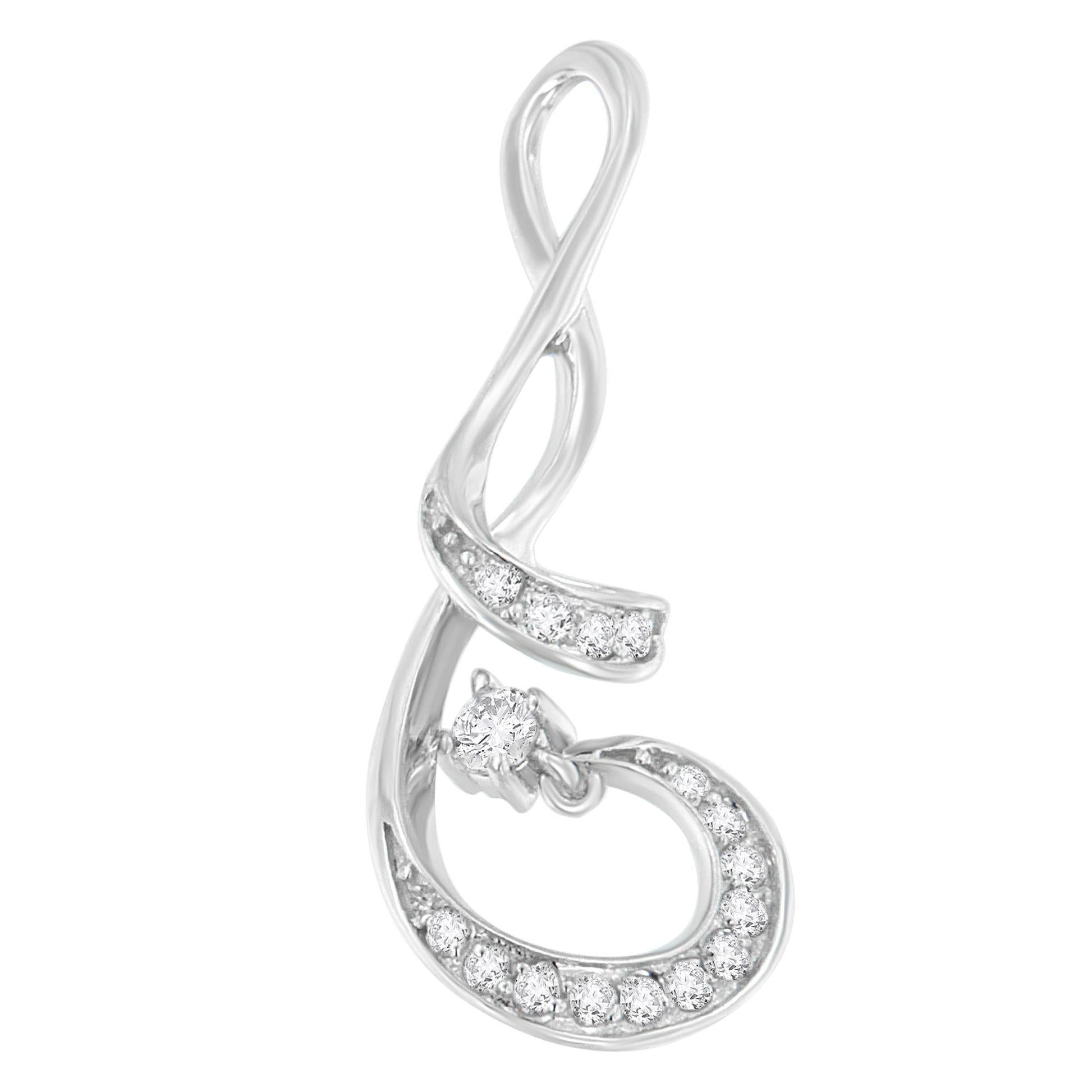 Espira 10K White Gold 1/5 Cttw Brilliant-Cut Diamond Sparkling Spiral 18" Pendant Necklace (J-K color, I2-I3 Clarity)-3