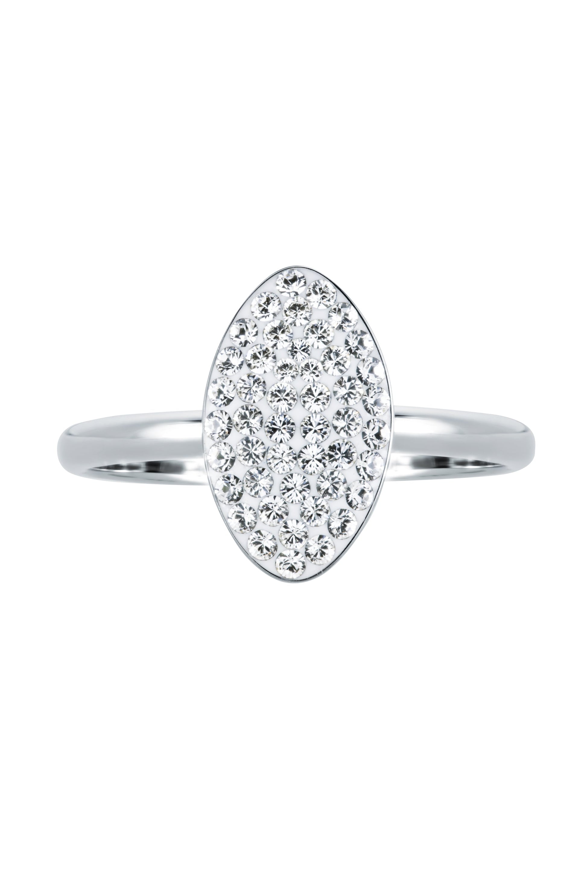 Sterling Silver Crystal Oval Ring-4