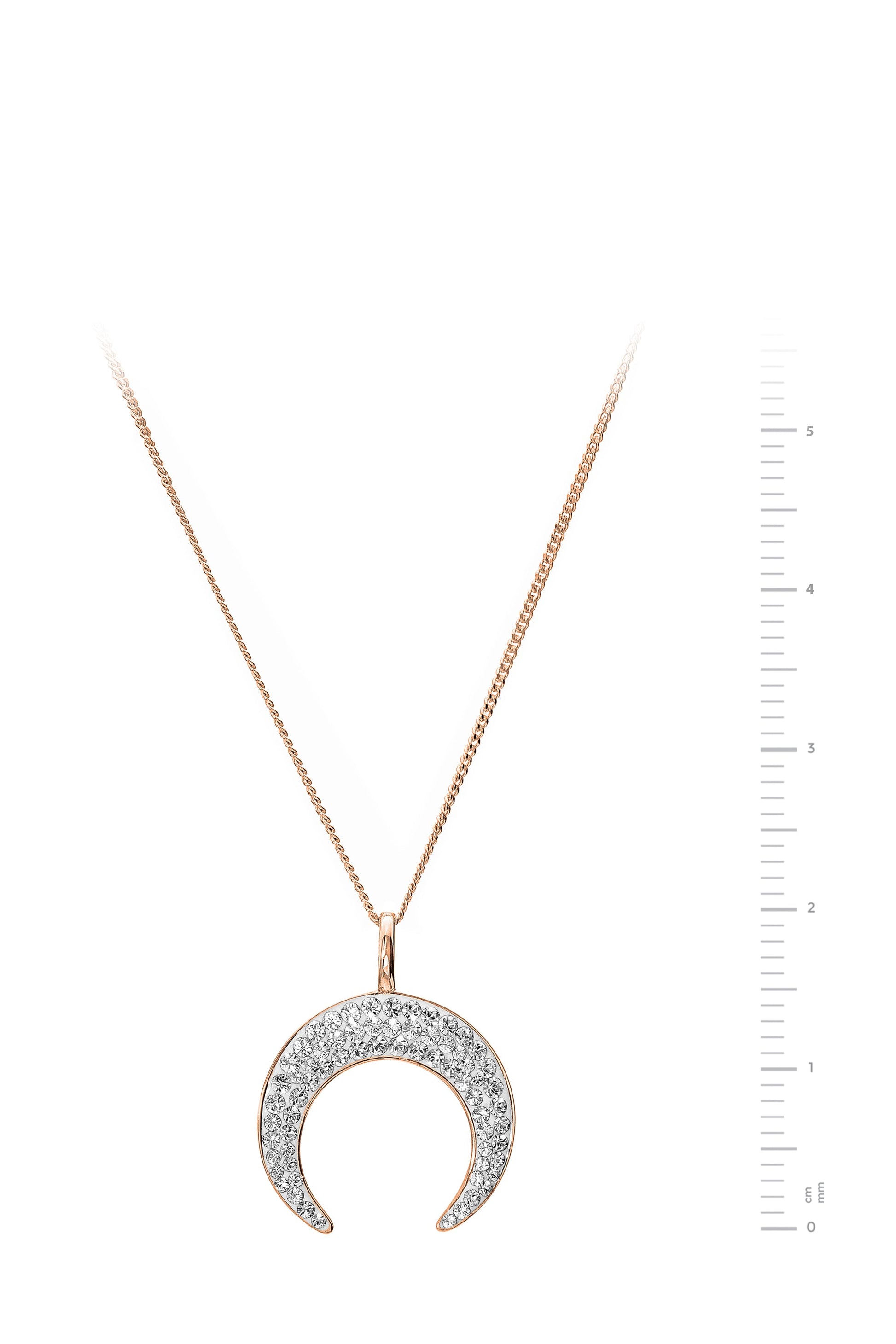 Sterling Silver Rose Gold Plated Crystal Crescent Moon Pendant-1
