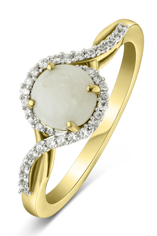 9ct Yellow Gold Opal and CZ Ring-0